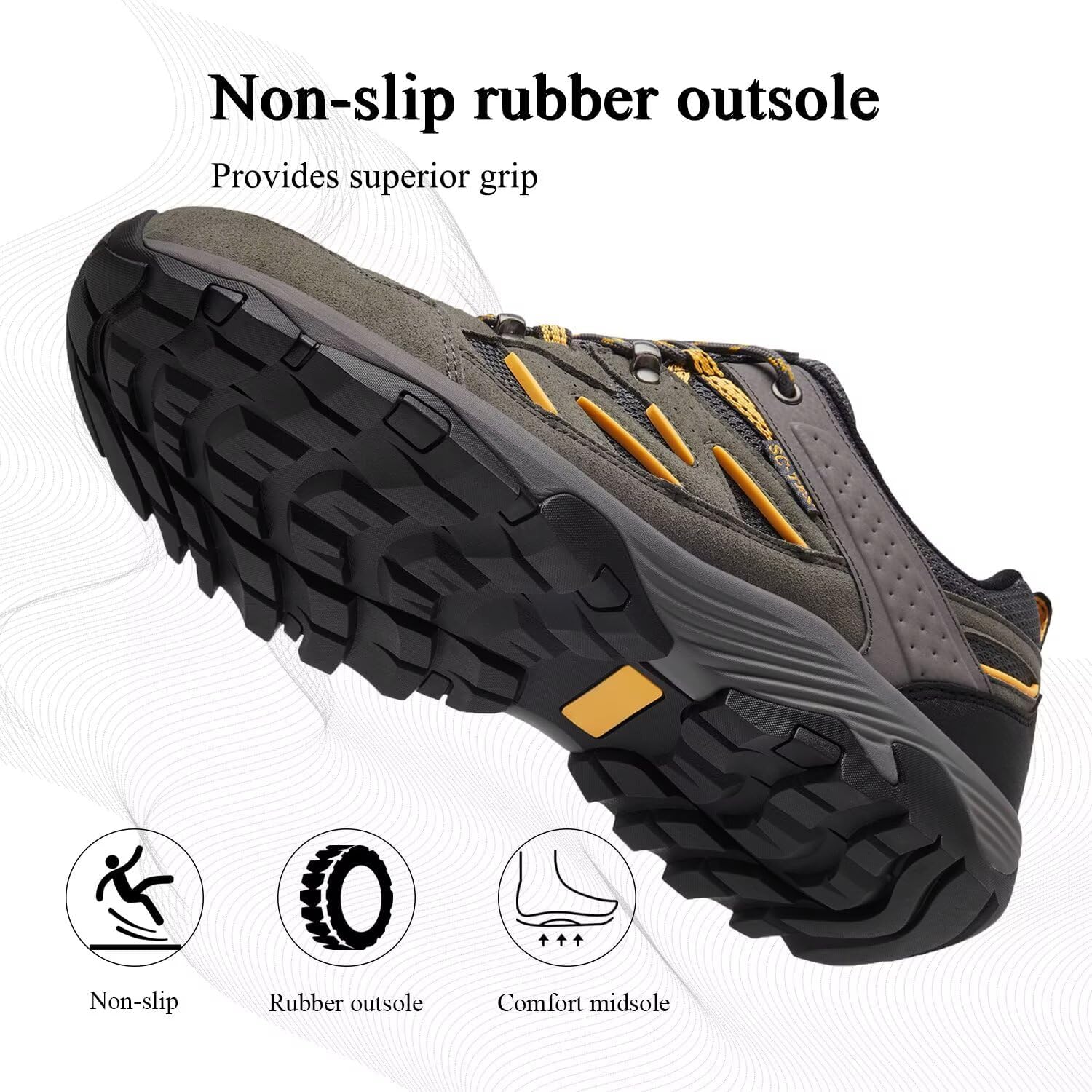Detalle de SILENTCARE waterproof walking shoes for men – low rise non-slip trekking outdoors