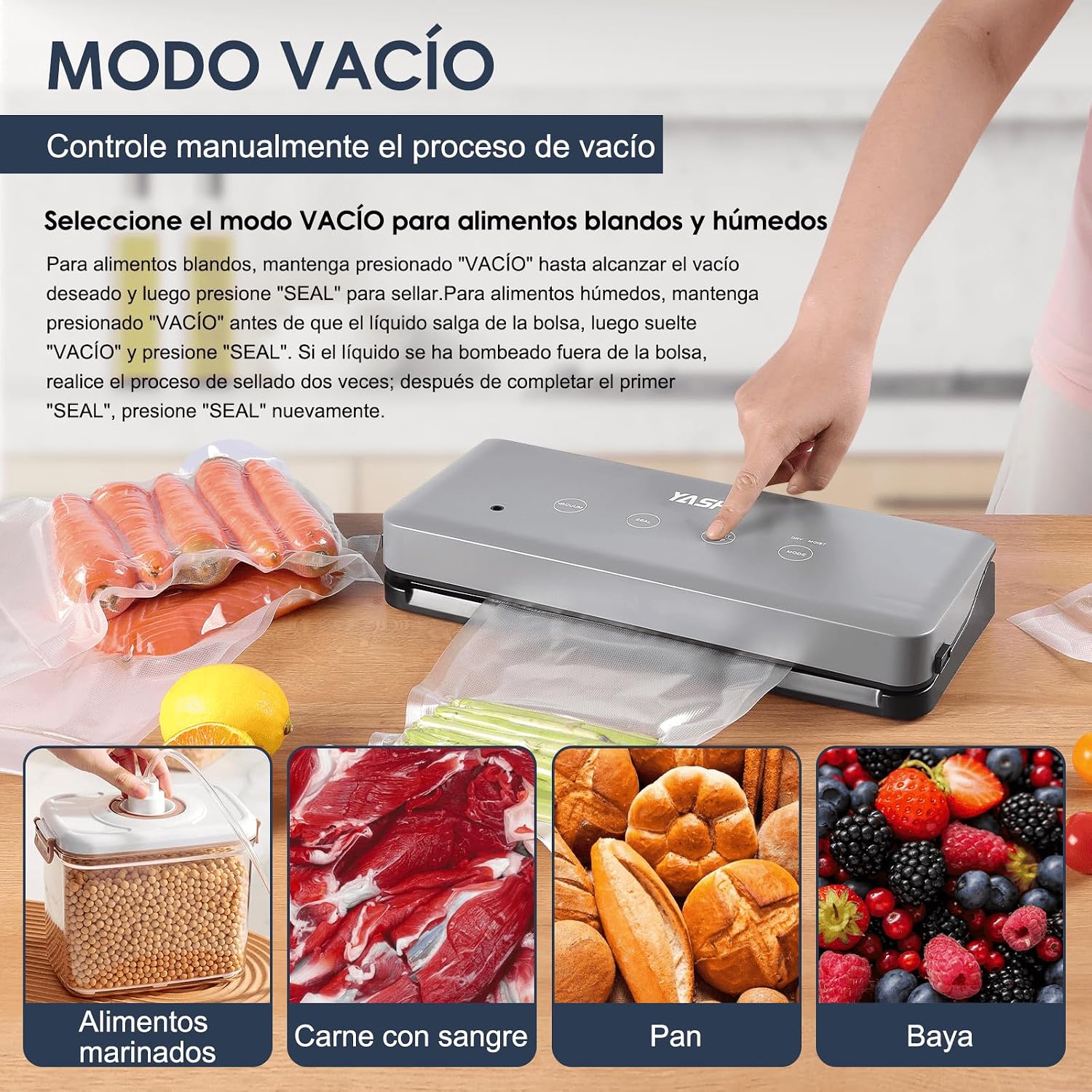 Detalle 2 de YASHE Envasadora al Vacío 5 en 1 para Cocina