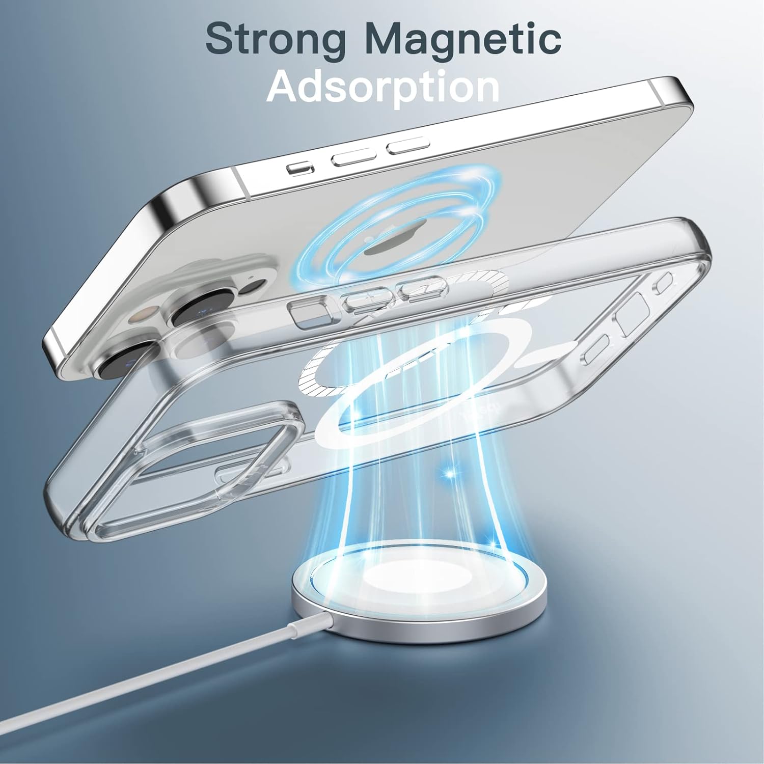 Detalle de JETech Cover magnetica trasparente per iPhone 14 Pro 6,1" compatibile con MagSafe (antiurto, anti-graffio)