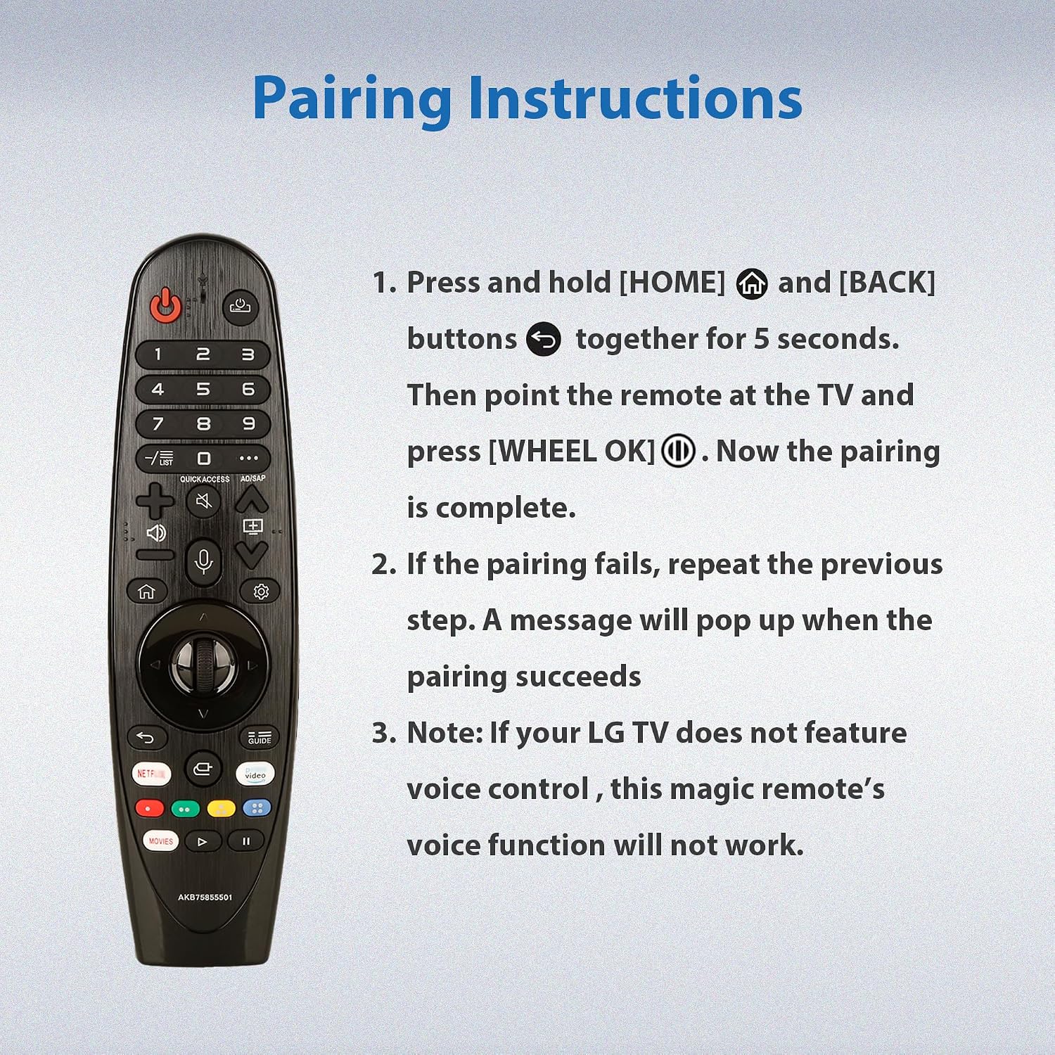 Detalle 1 de LG TV Magic Remote Replacement (MR18/19/20/21/22/23/24/25 GA) – Universal Voice & Pointer Remote