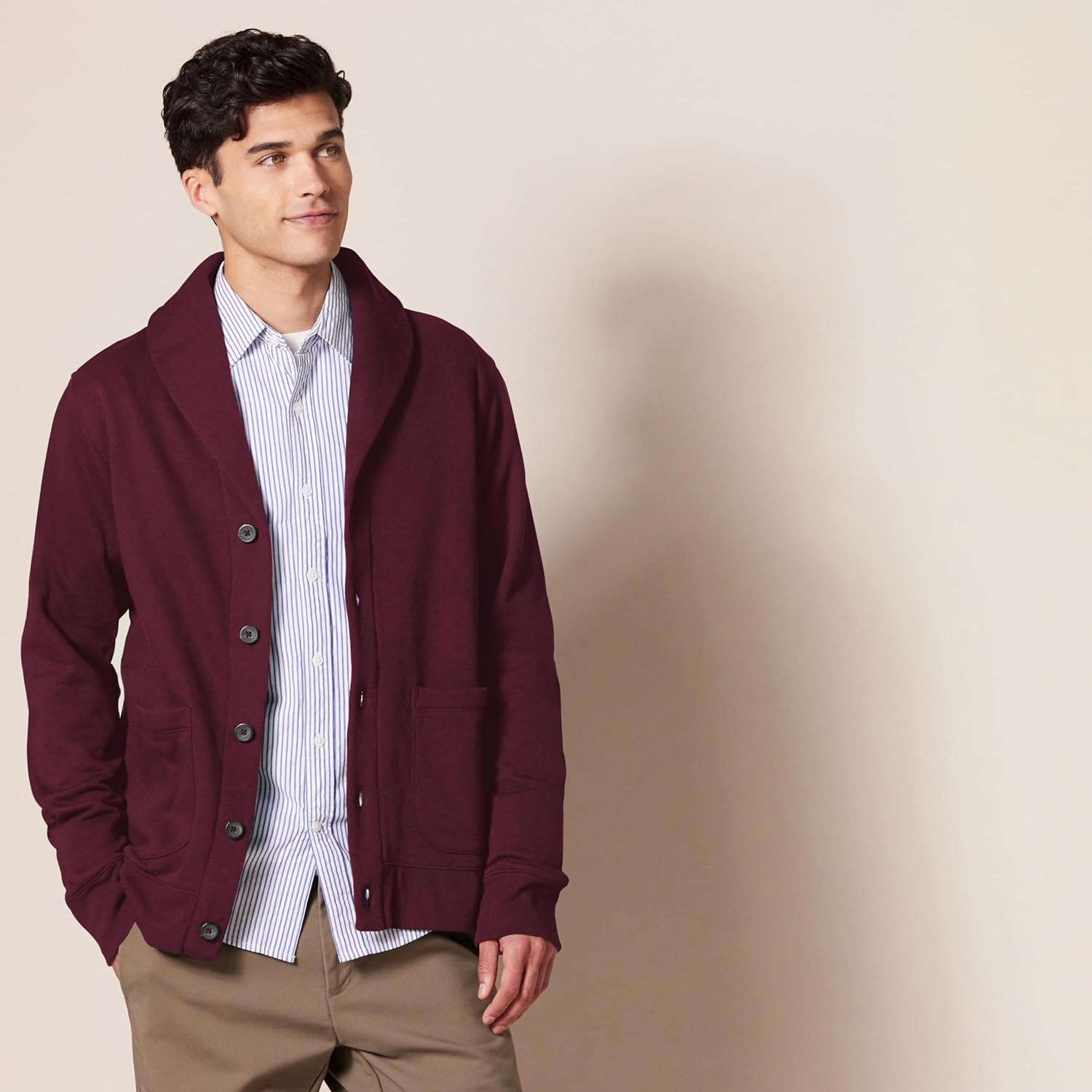 Thumbnail 1 de Amazon Essentials Herren Strickjacke aus Fleece mit langen Ärmeln und Schalkragen