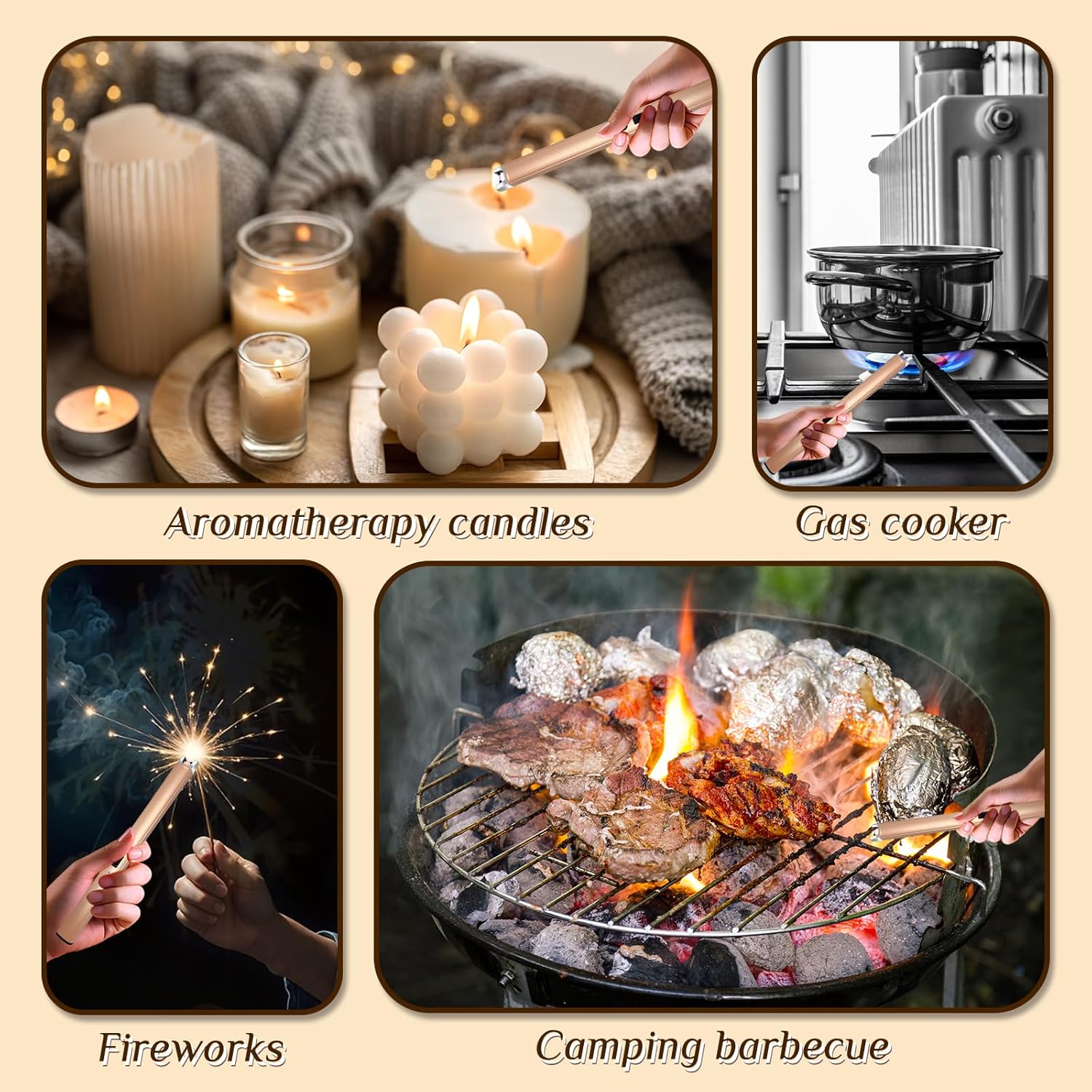 Thumbnail 1 de 2-Pack Windproof Flameless Electric Candle Lighter (USB Rechargeable) with LED Power Display & Safety Switch
