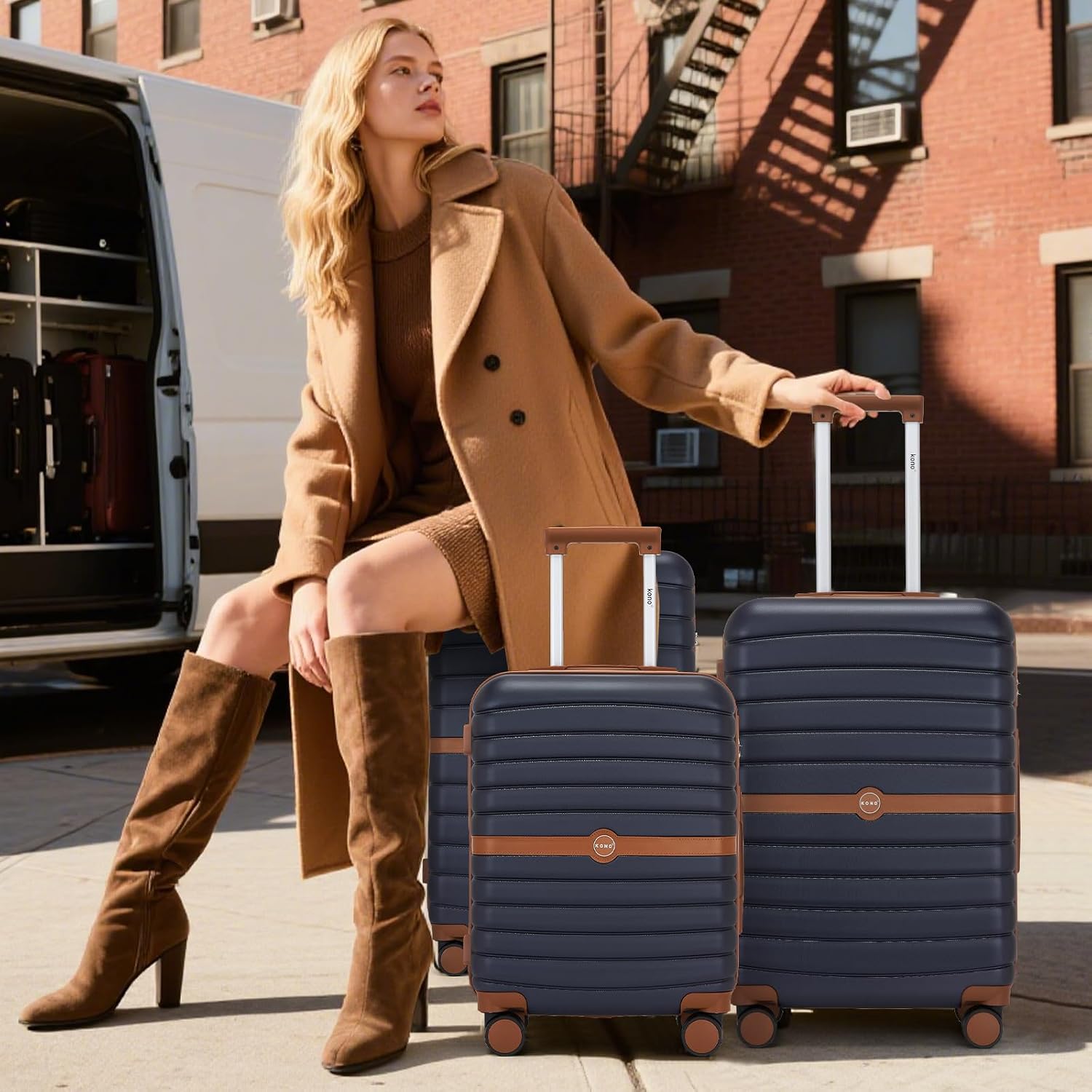 Thumbnail 6 de Kono Medium Suitcase 24 inch: Lightweight ABS+PC Hard Shell with 3-Digit Lock and Spinner Wheels