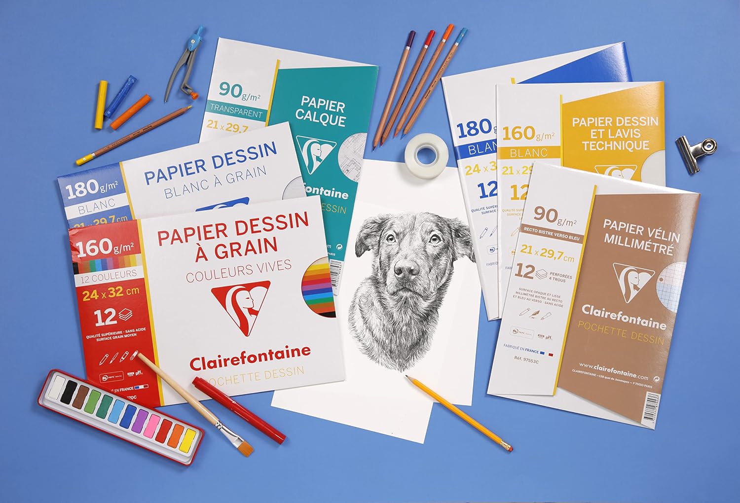 Detalle 1 de Clairefontaine 96774C Pochette Dessin Scolaire – 12 feuilles papier dessin couleur, 24x32 cm, 270 g