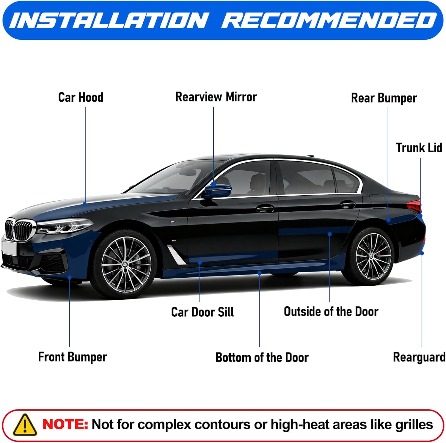 Thumbnail 5 de Spurtar Gloss Black Vinyl Wrap Tape (10cm x 6m) for Cars – Durable, Easy-Apply, Anti-Scratch Protection