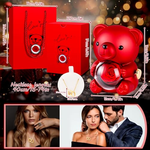 Thumbnail 5 de Aloskart Oso Rosa preservada con collar de corazón y caja de regalo