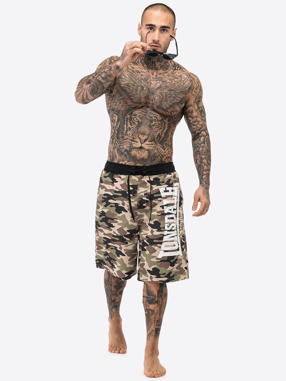 Detalle 2 de Lonsdale London Ballymena Homme Short de Bain Camouflage Forêt
