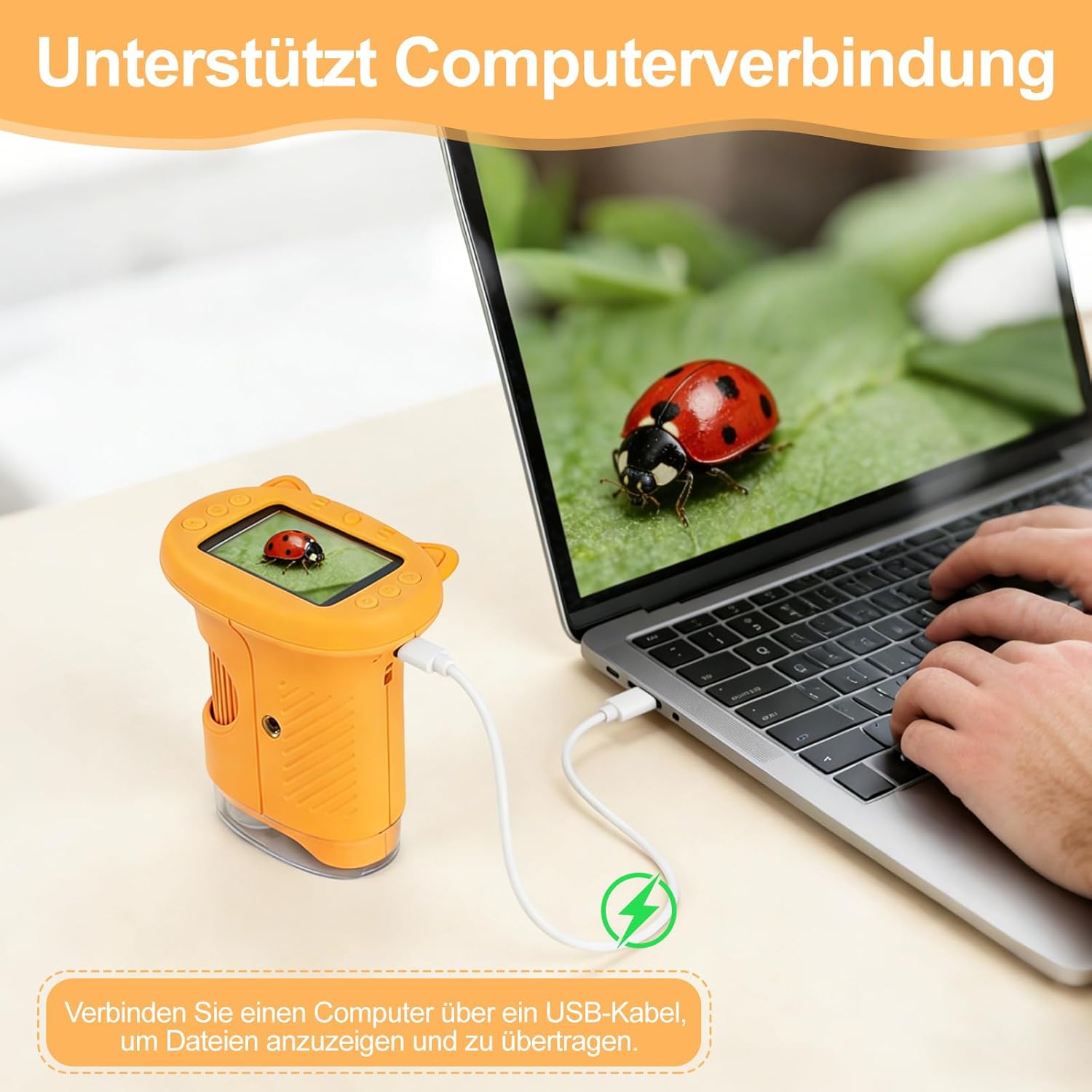 Thumbnail 3 de 1000x Mikroskop für Kinder (Handheld, digital) mit 2,0" IPS-Bildschirm, 2MP-Kamera & 600 mAh Akku