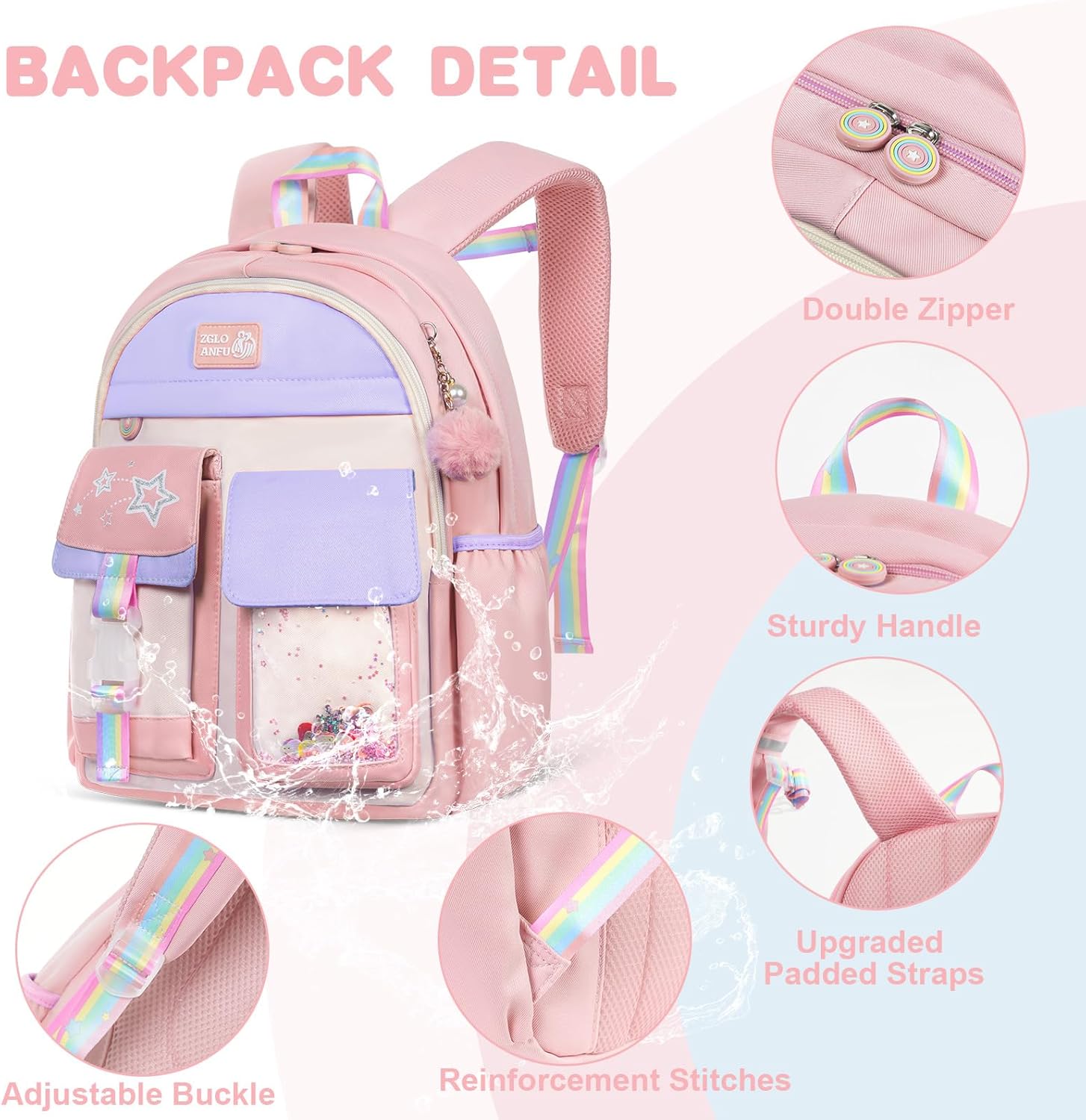 Thumbnail 3 de Aucuu Sac à Dos Enfant - Cartable Maternelle et Primaire, 19 L, Imperméable, pour Fille