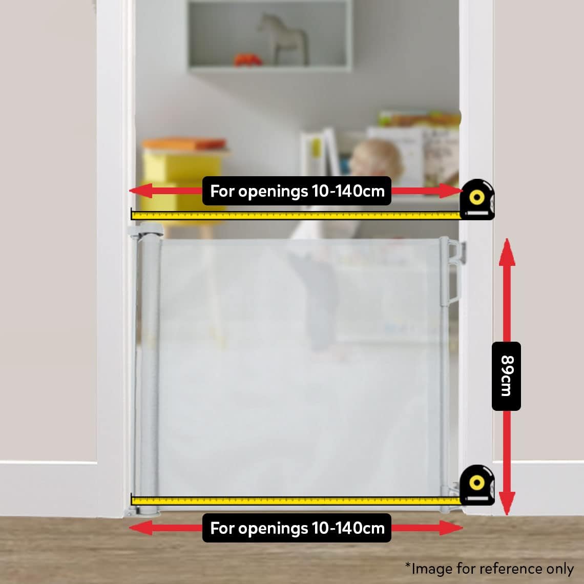 Detalle 2 de Callowesse Air Retractable Stair and Door Safety Gate: 0–140cm, One-Handed, Indoor White