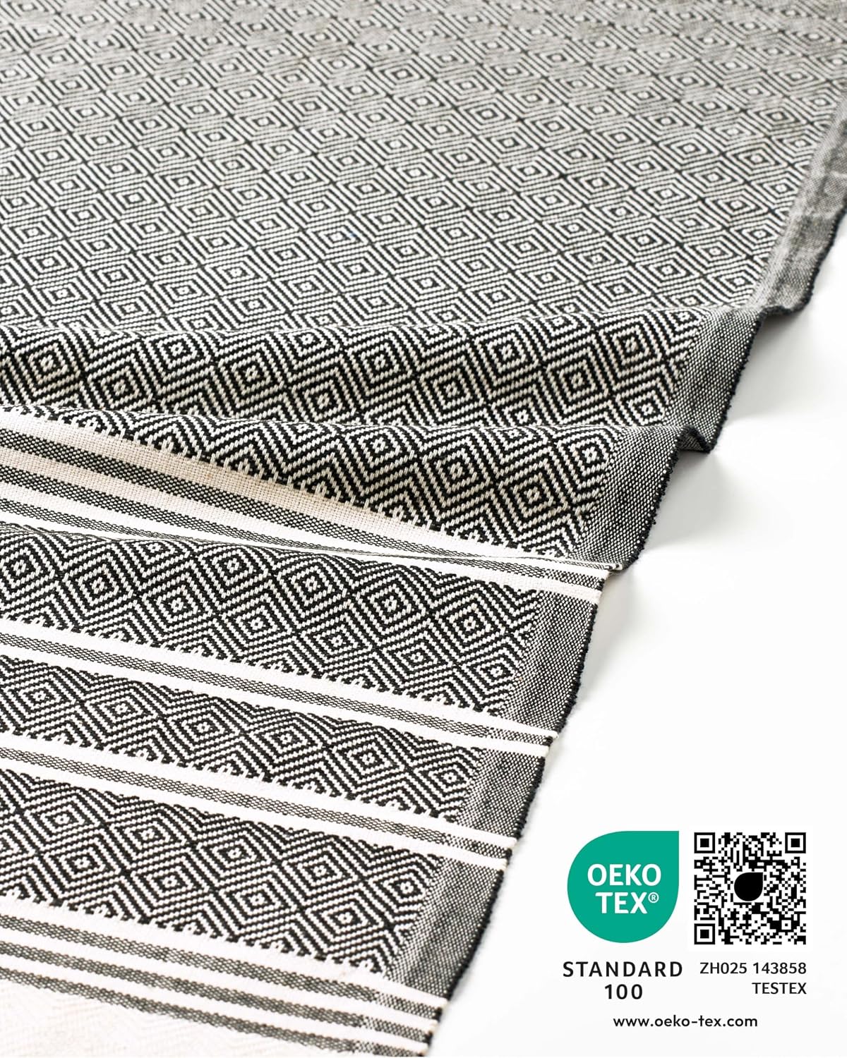 Detalle 2 de Fit-Flip Serviette de Plage hammam – Fouta en coton 100% 100x200cm Diamond, anthracite