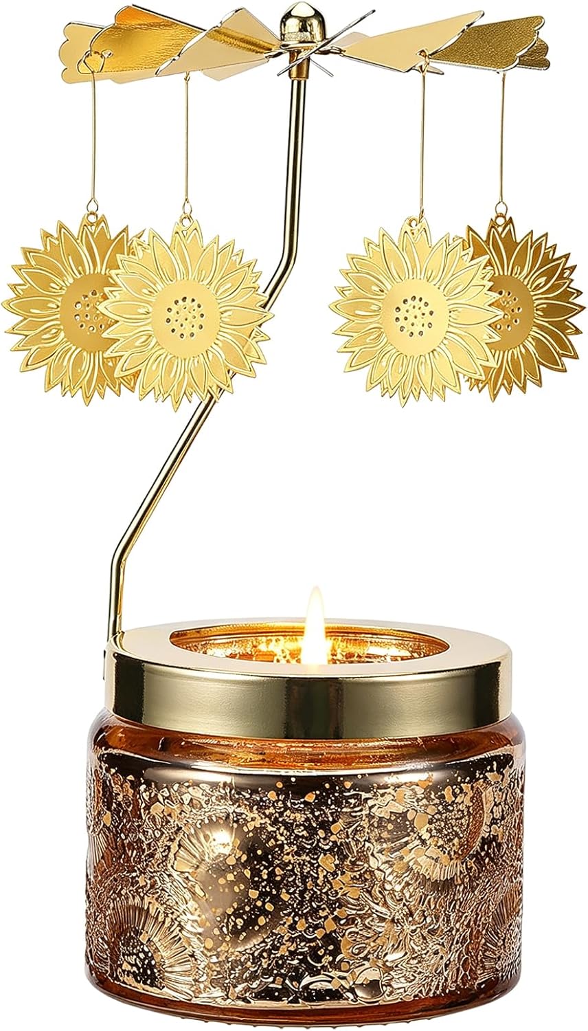 DAISRED Sunflower Rotatable Scented Candle — Unique Gift for Mom, Wife, Daughter & Friends