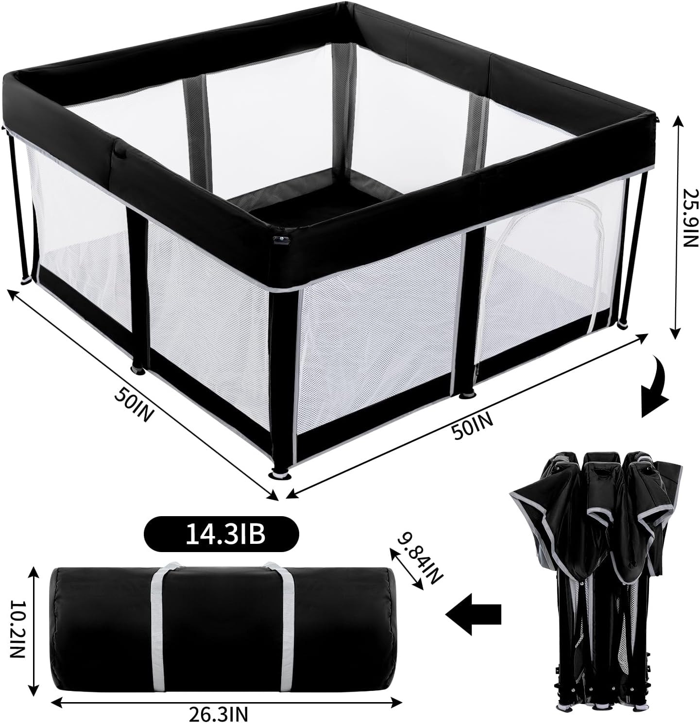 Thumbnail 1 de Lexixi Foldable Baby Playpen 50"x50"