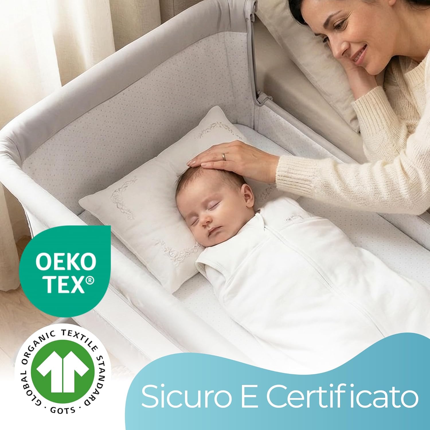 Thumbnail 1 de Lenzuola Next To Me 51x85 – Set di 2 pezzi in cotone biologico con angoli (bianco)