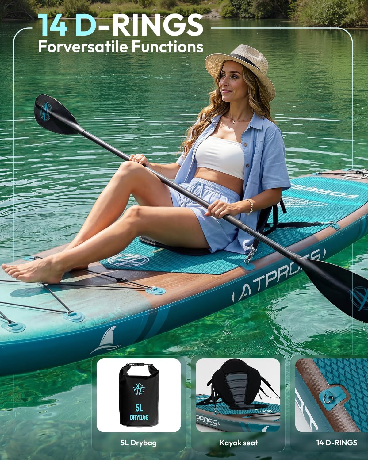 Thumbnail 6 de ATPROSS 11'6" x 35" Inflatable Paddle Board with All-in-One Kit: Extra-Wide, 450 lb Capacity