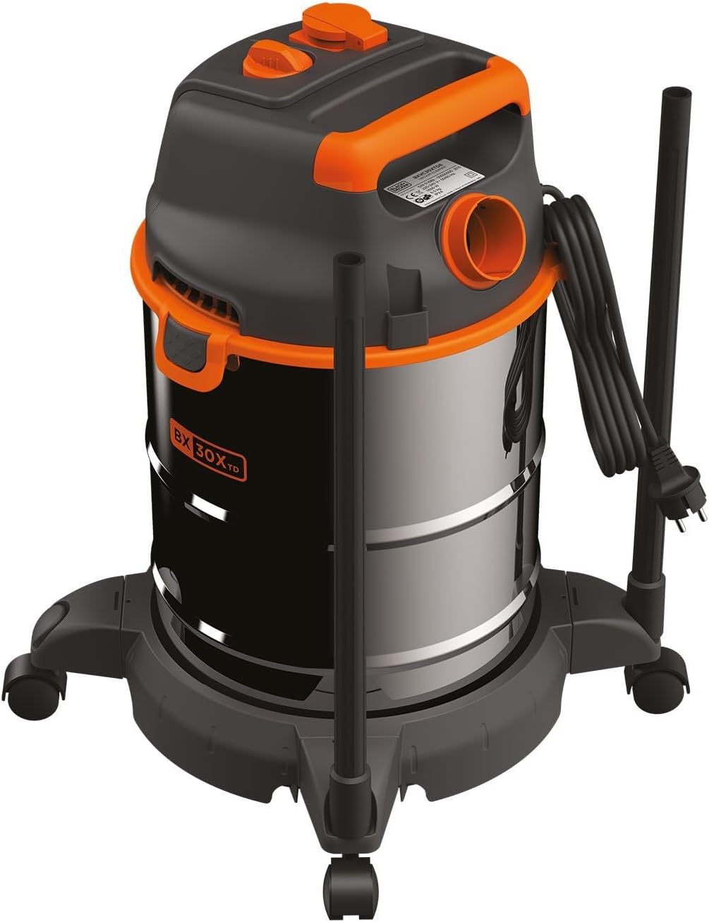 Detalle 2 de BLACK+DECKER BXVC30XTDE Aspiratore Solidi e Liquidi 30 L con Presa Elettroutensili (1600 W, 30 L)