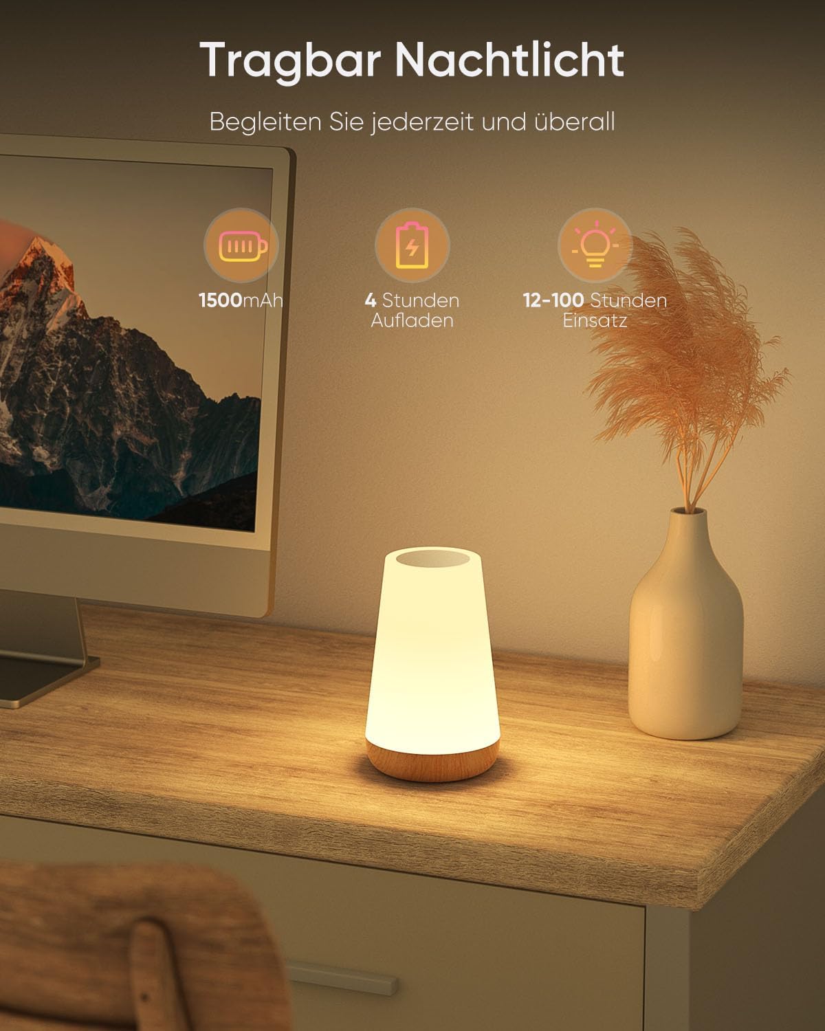 Thumbnail 2 de Bonsery Nachttischlampe 2er Set 13 Farben 🎇