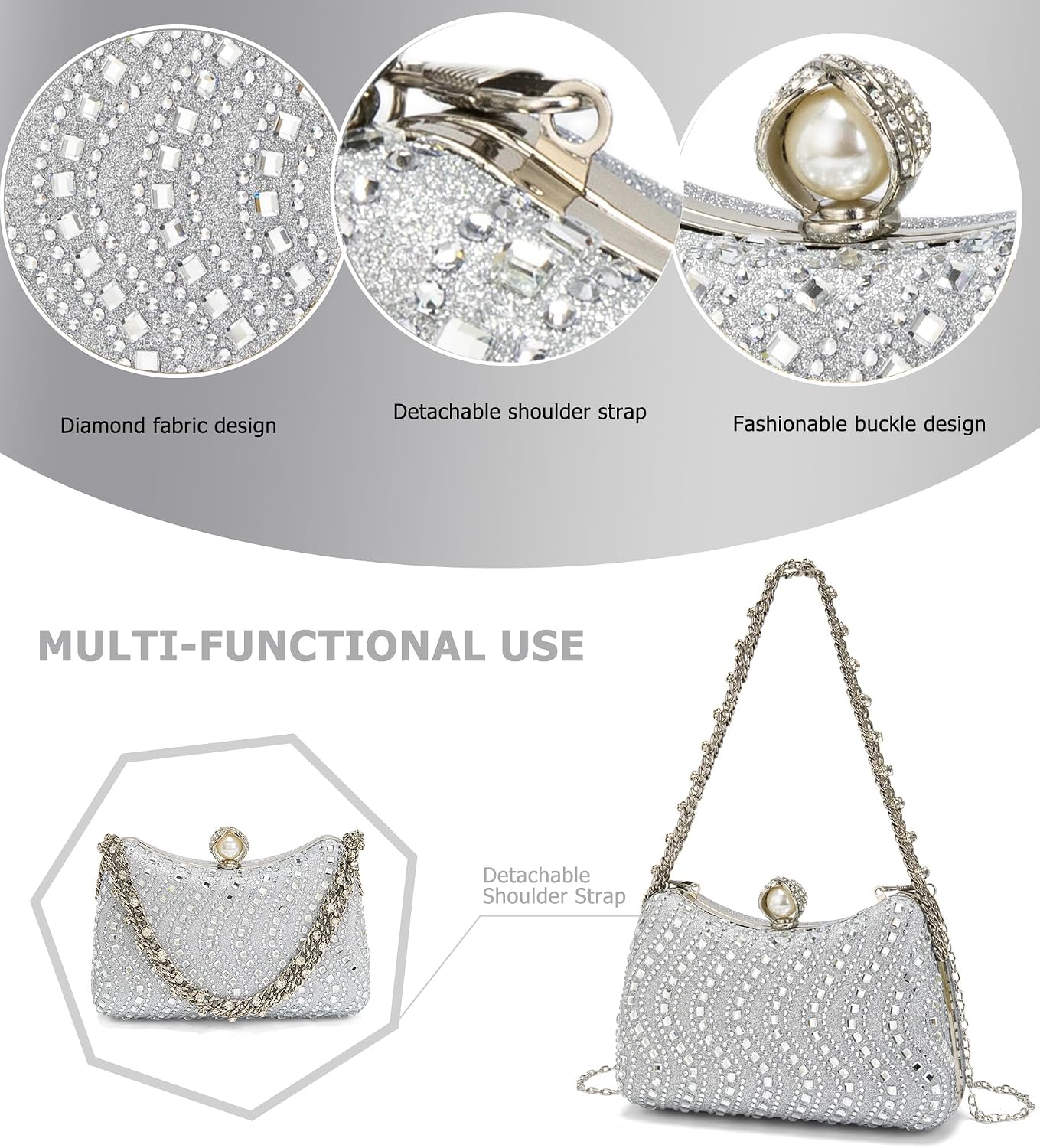Thumbnail 6 de Sweetovo Rhinestone Evening Clutch in PU Fabric