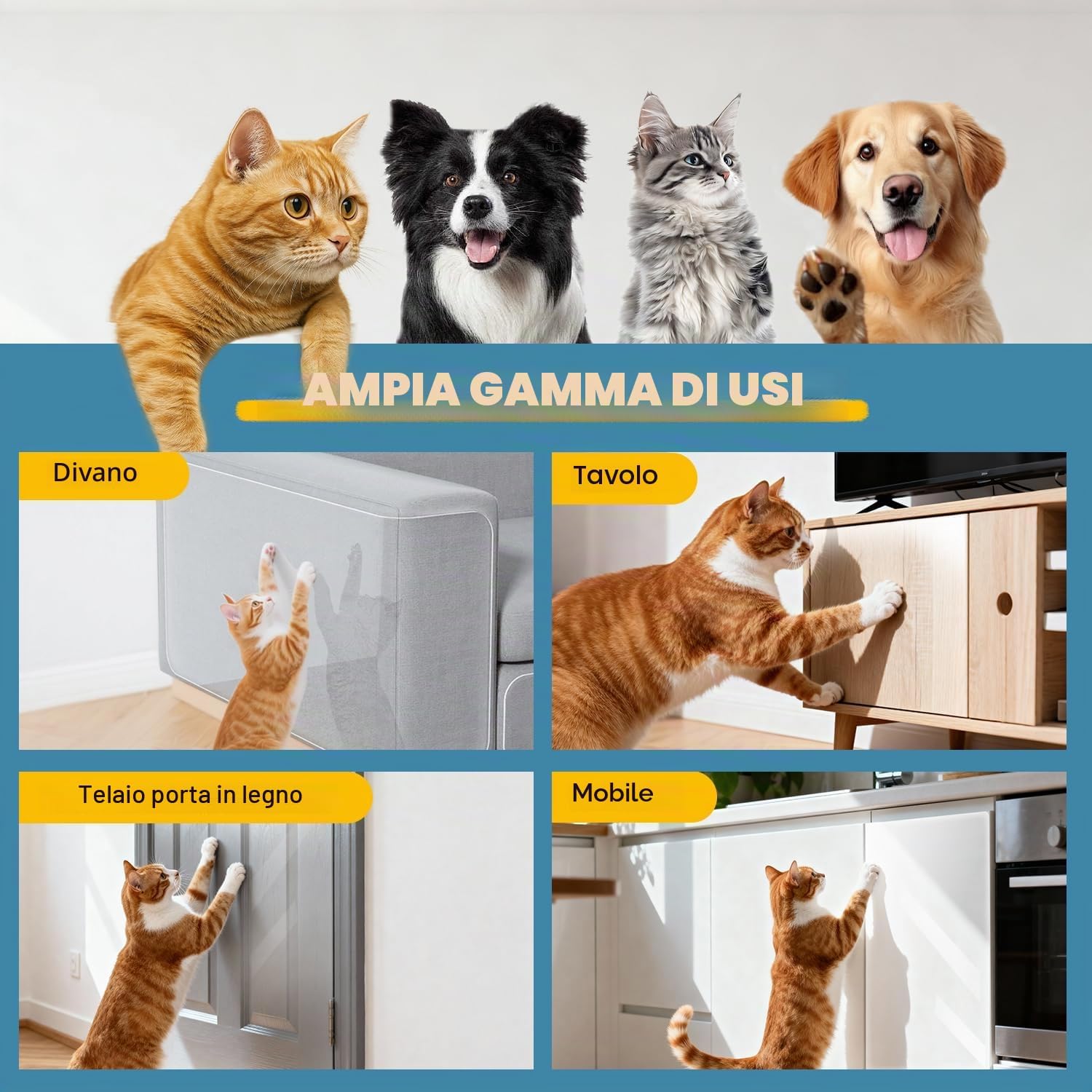 Thumbnail 6 de Protezione antigraffio per divano per gatti 40x800 cm in PVC – proteggi mobili e superfici