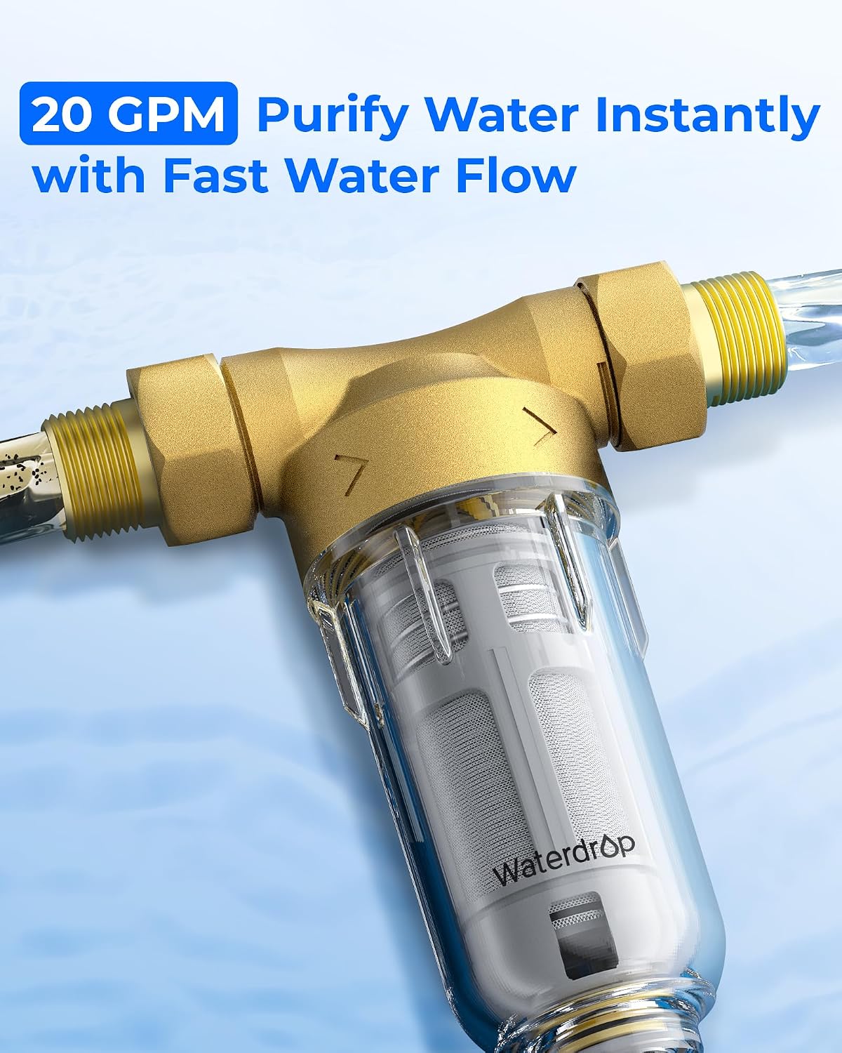 Thumbnail 6 de Waterdrop WD-RPFK Spin-Down Sediment Filter, Backwash, 40–50 Micron