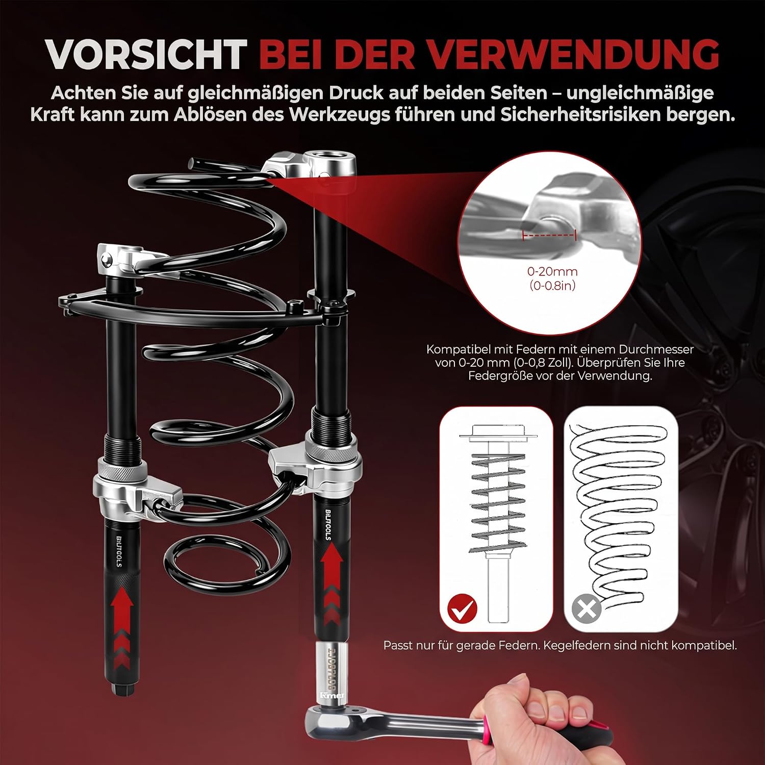 Thumbnail 4 de BILITOOLS Profi Federspanner Auto Set – MacPherson Federbein, 1200 kg (2-teilig)