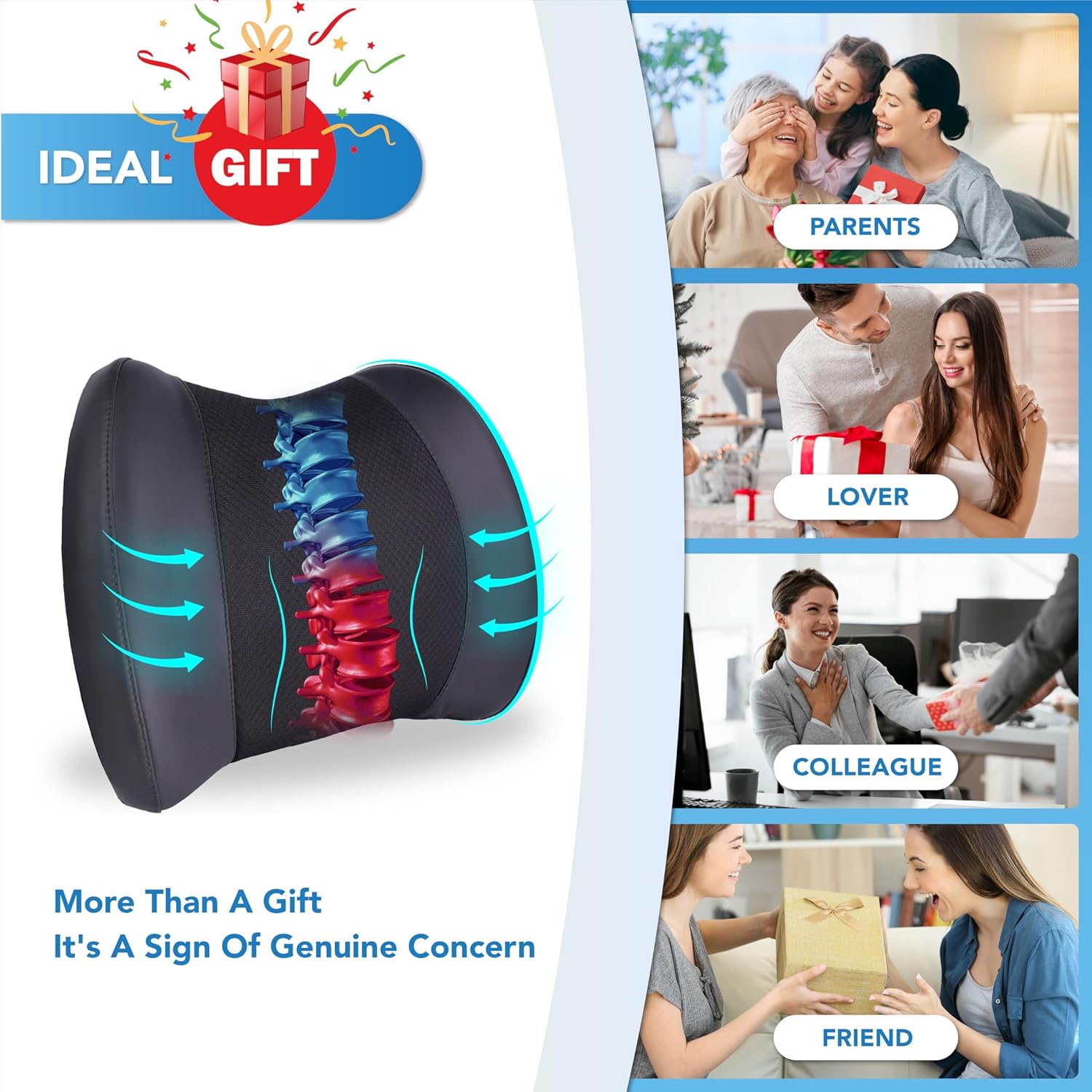 Detalle 2 de Lofty Aim Lumbar Support Pillow memory foam for lower back relief