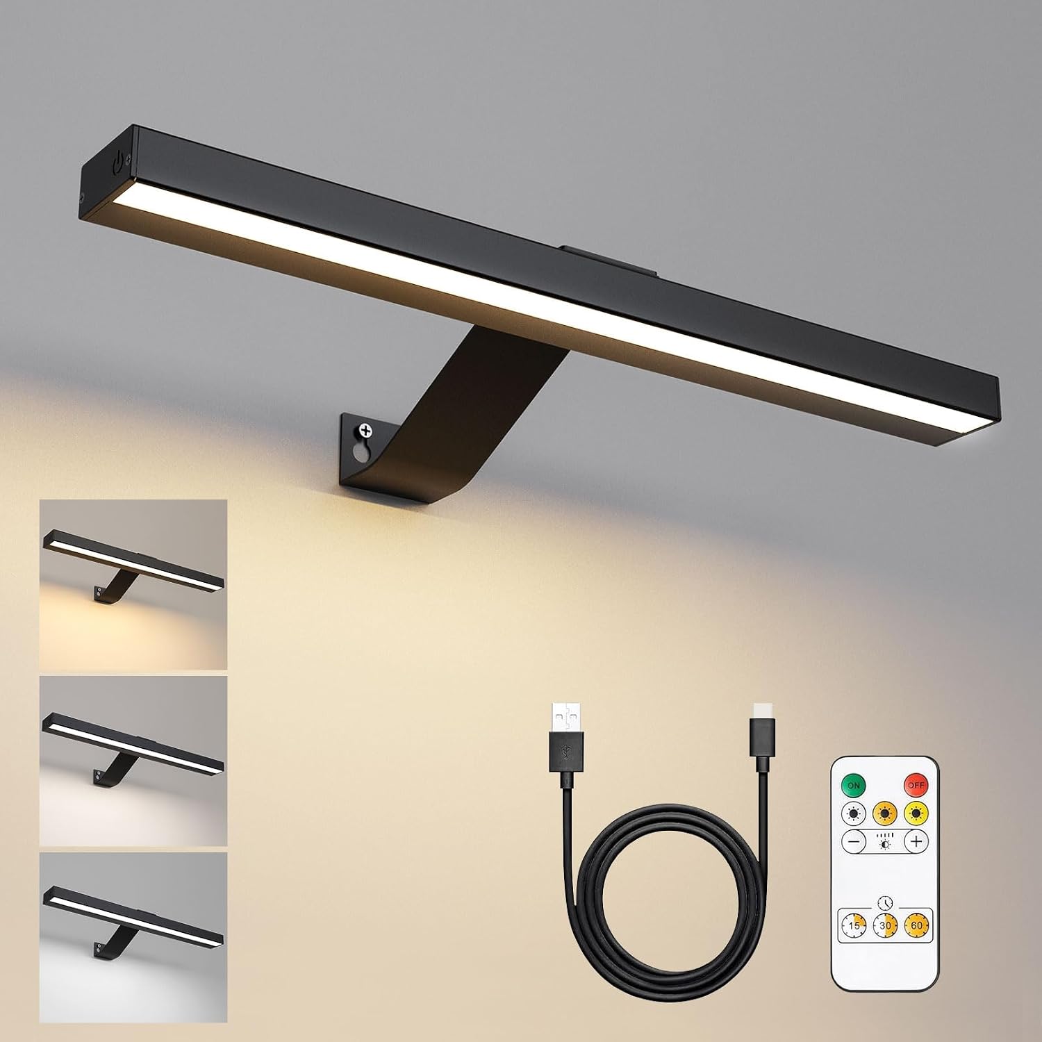 Detalle de HARPER LIVING 1417B Rechargeable Picture Light, Black, Dimmable LED