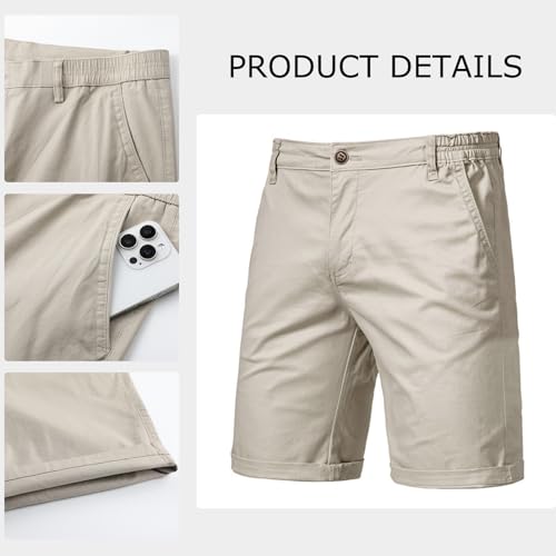 Detalle de Zetieny Men’s 7”/9” Chino Shorts Casual – Elasticated Waist, 4 Pockets