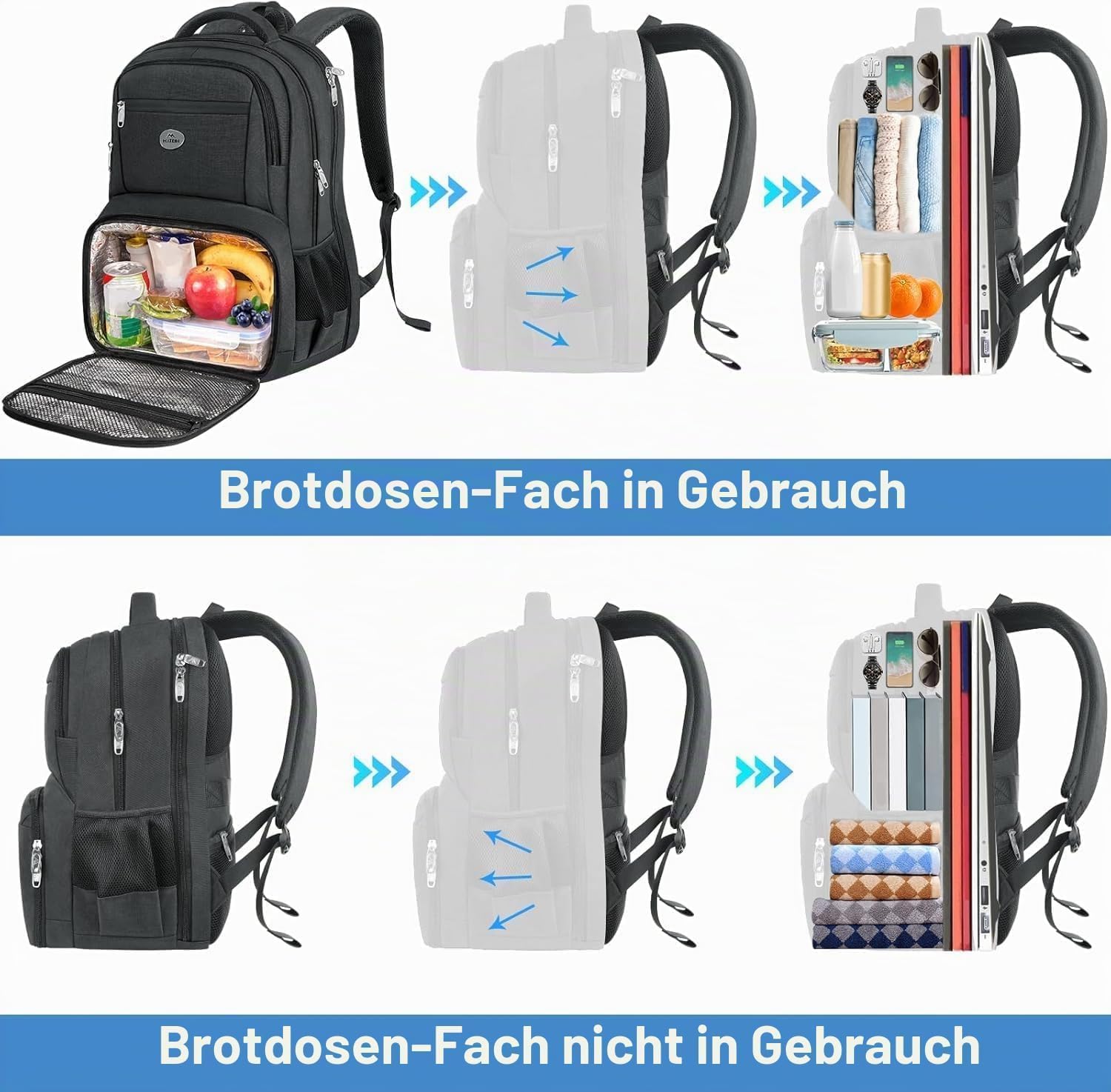 Detalle 2 de MATEIN 17-inch laptoprugzak met geïsoleerd lunchvak en antidiefstalvak