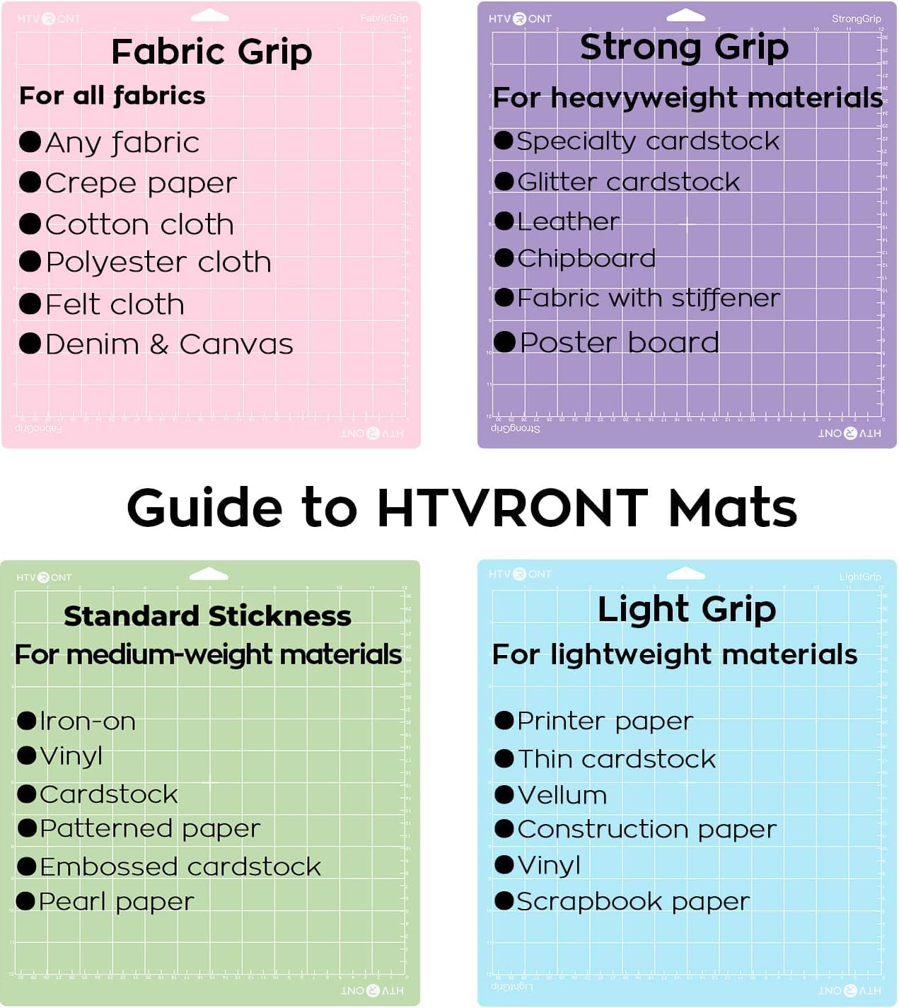 Detalle de HTVRONT 12x12 Standard Tack Cutting Mats, 6-Pack for Cricut Crafting