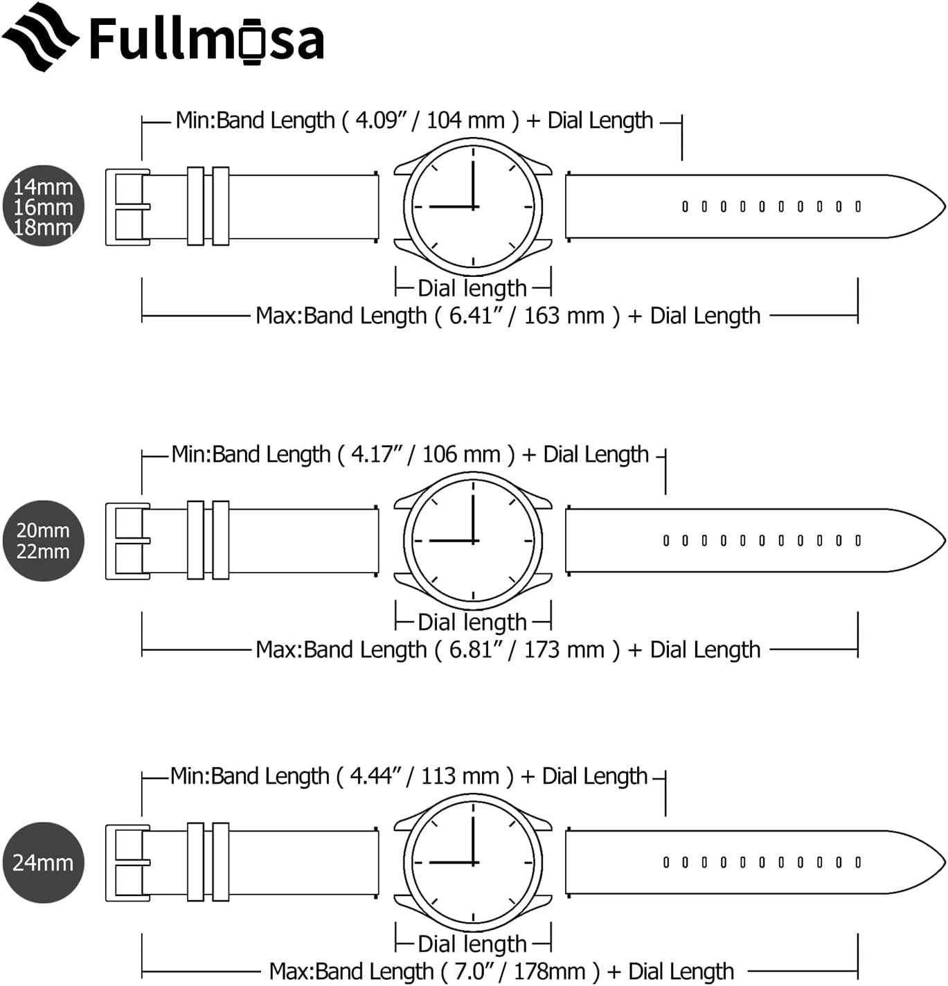 Detalle de Fullmosa 20 mm Uhrenarmband aus Leder – kompatibel mit Samsung Galaxy Watch (7/6/5/4), Watch6 Classic & Garmin Vivoactive/Venu SQ