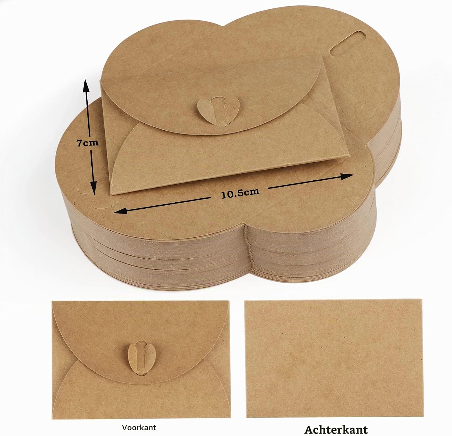 Thumbnail 1 de Mocraft HY2230 mini-enveloppen van kraftpapier met hartsluiting en kaarten