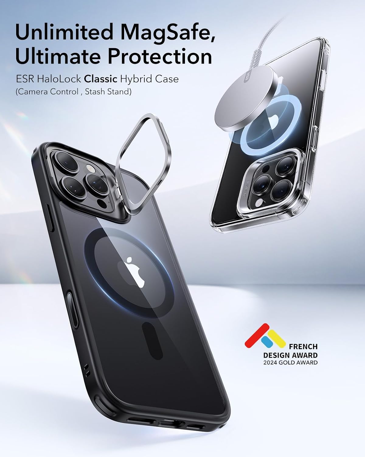 Detalle de ESR iPhone 16 Pro Max Clear Black MagSafe Case