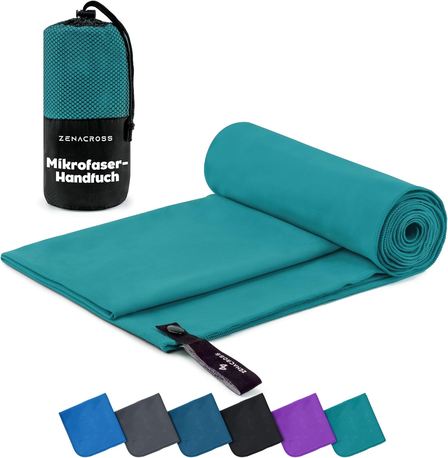 Thumbnail 6 de ZENACROSS Mikrofaser Handtuch 3er Set mit Transportbeutel – schnelltrocknend, XS–M, Schwarz