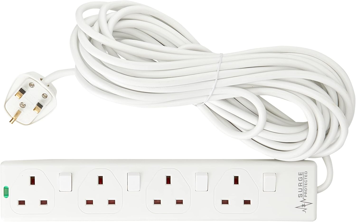 Detalle 2 de Pro Elec PL15331PL 3m Switched Surge Protected Extension Lead – White