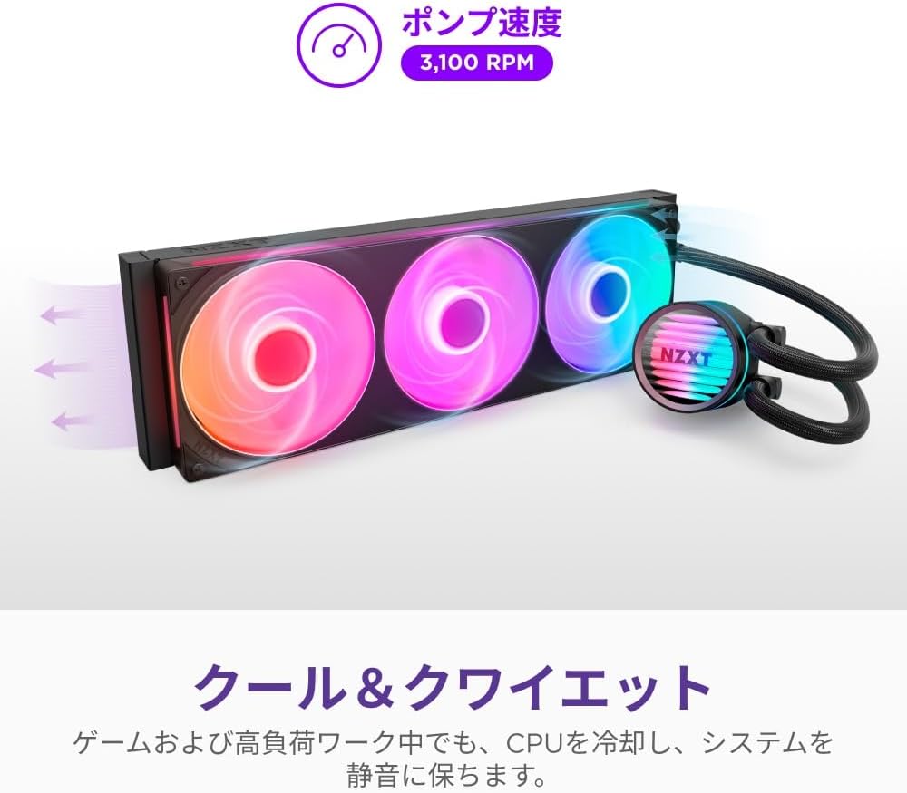 Detalle de NZXT Kraken Core 360 RGB RL-KR36C-B1 360mm簡易水冷CPUクーラー、RGB搭載