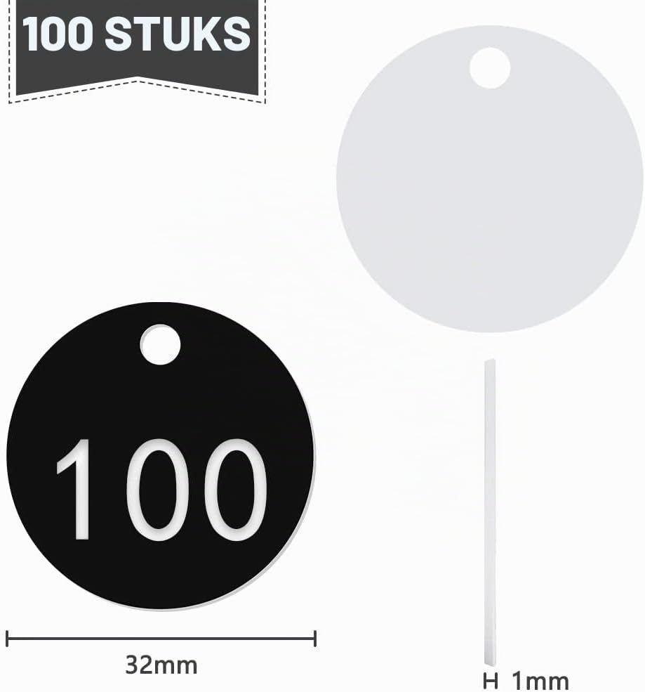 Detalle de OFFCUP 1-100 noir ronde genummerde labels van ABS, 3,5 cm