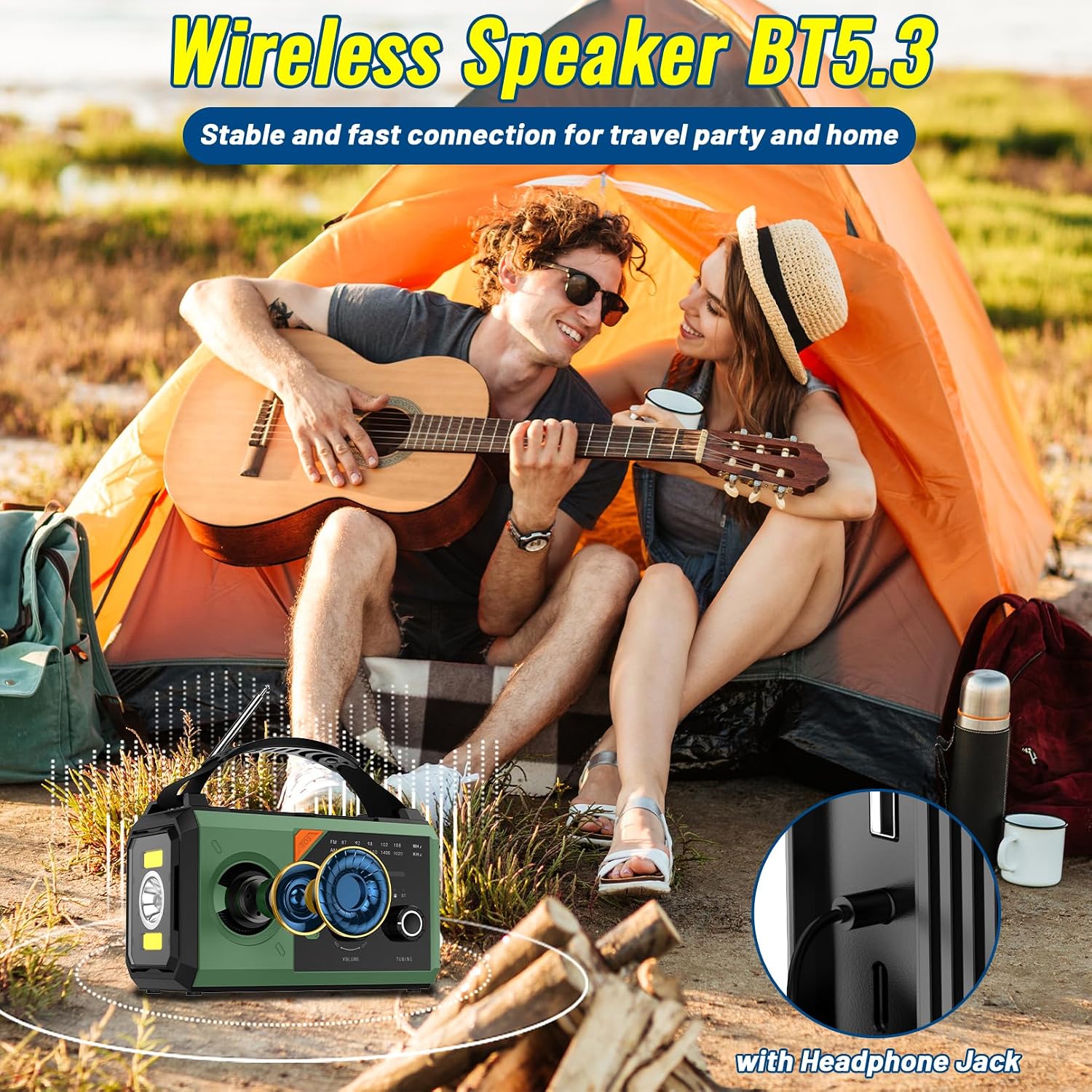 Thumbnail 6 de Radio a Manovella 27000mAh con Bluetooth e 8 funzioni: BIAOQINBO AM/FM, emergenza e outdoor