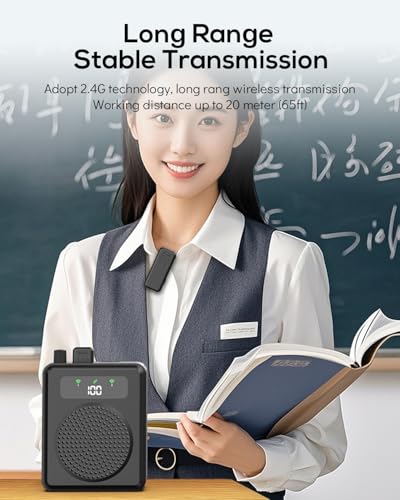 Thumbnail 6 de QEEKADA Amplificador de Voz inalámbrico para Profesores: sistema portátil con 2 micrófonos lavalier
