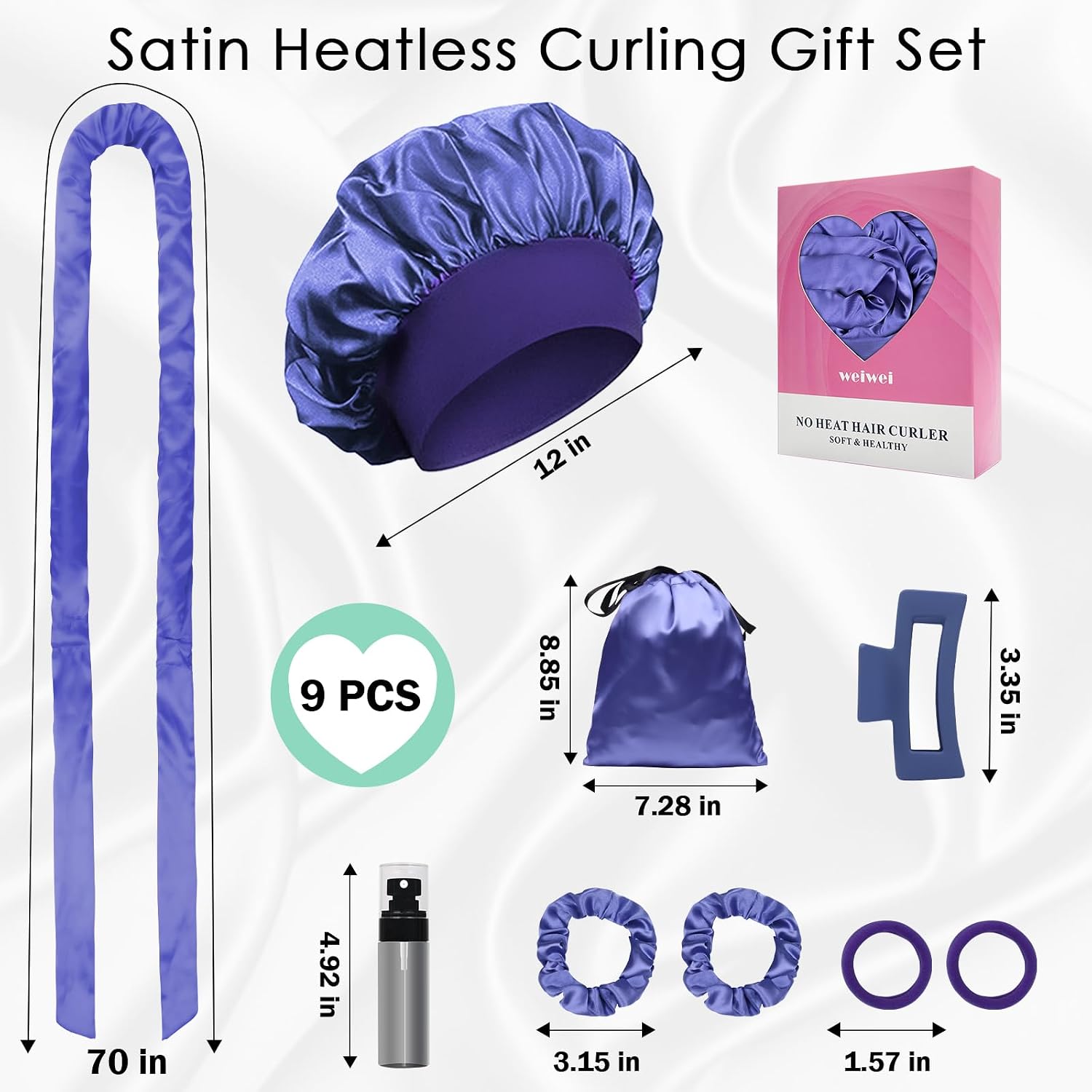 Detalle de weiwei Satin Heatless Overnight Curls: Lockenwickler-Set ohne Hitze (für lange Haare, 9-teilig)