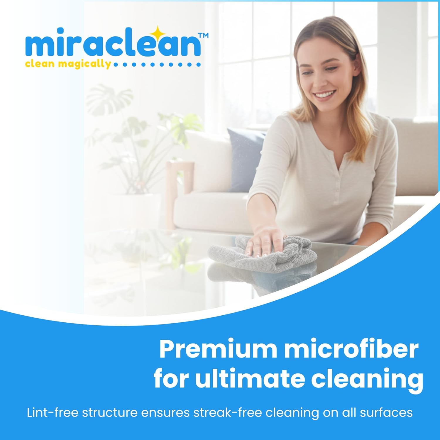 Microfiber Cleaning Cloth Grey 12 Pack — 12 x 12 inch, 320 GSM, Lint-Free, Scratch-Free