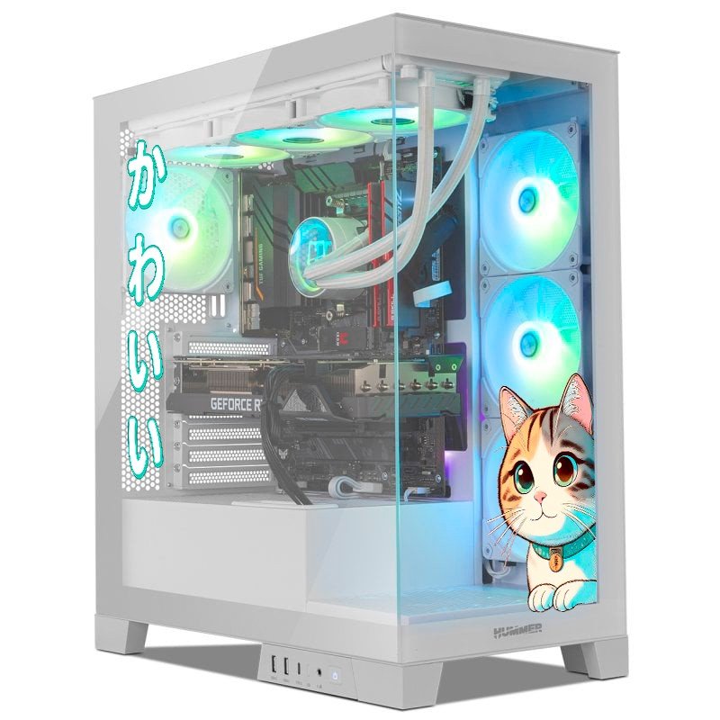 Detalle 2 de Nox Hummer Glock ARGB Semitorre ATX con cristal templado – Blanca | Kawaii Edition