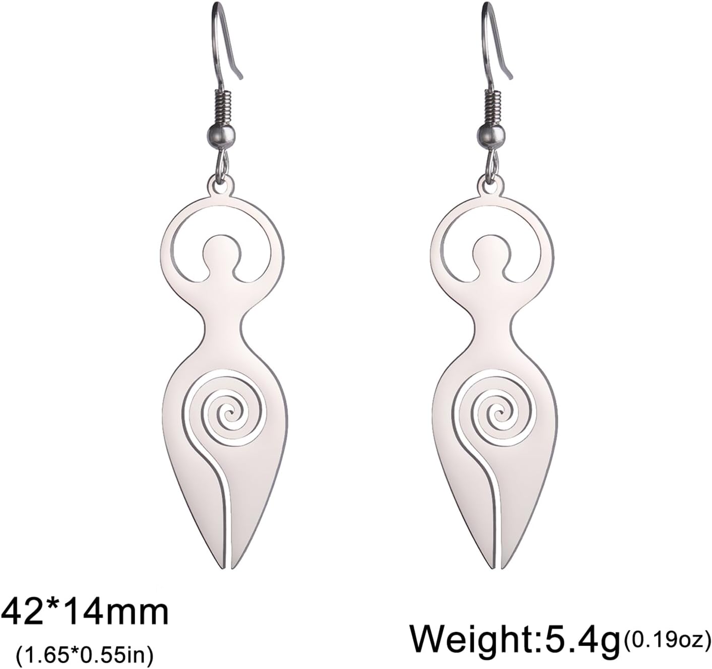 Thumbnail 5 de Spirale Fruchtbarkeitsgöttin Ohrring aus Edelstahl – Keltische Mondgöttin, Schutzamulett