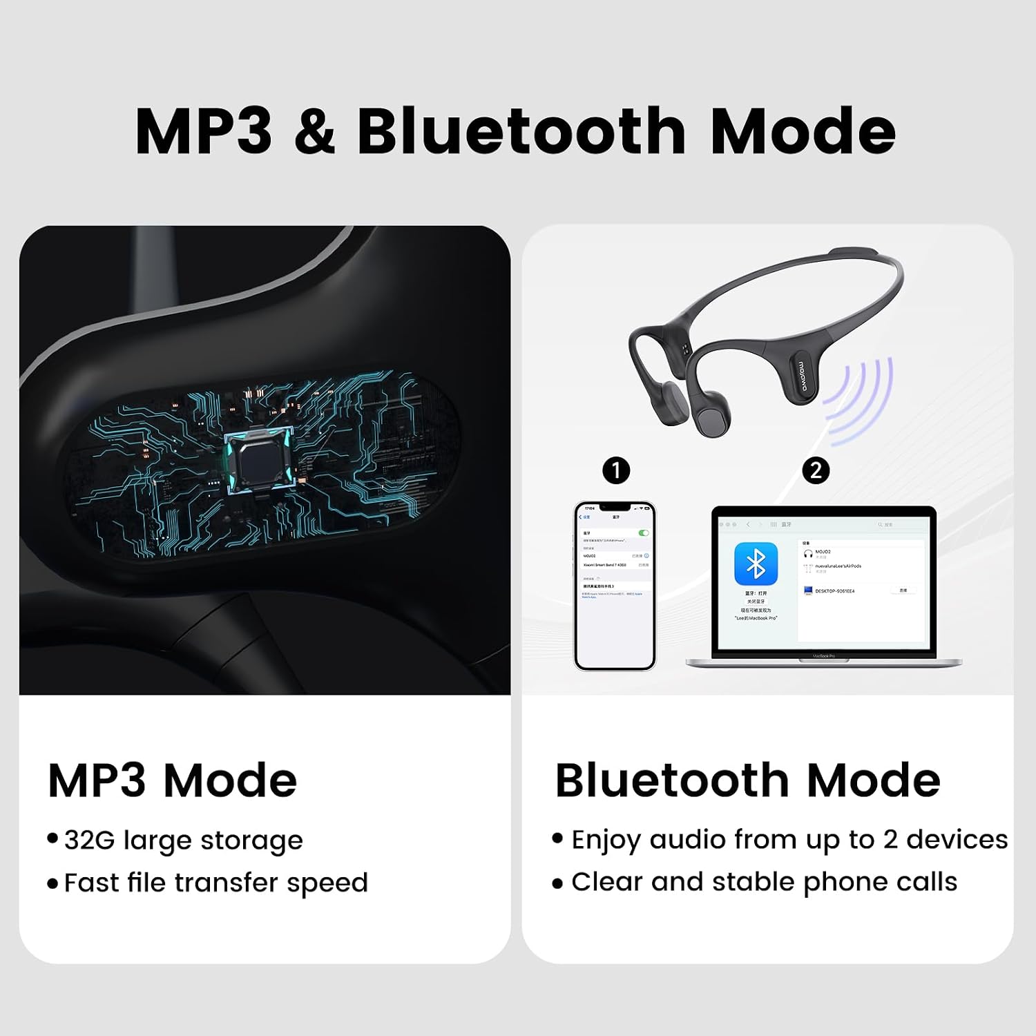 Detalle 2 de Mojawa Bone Conduction Headphones 32GB