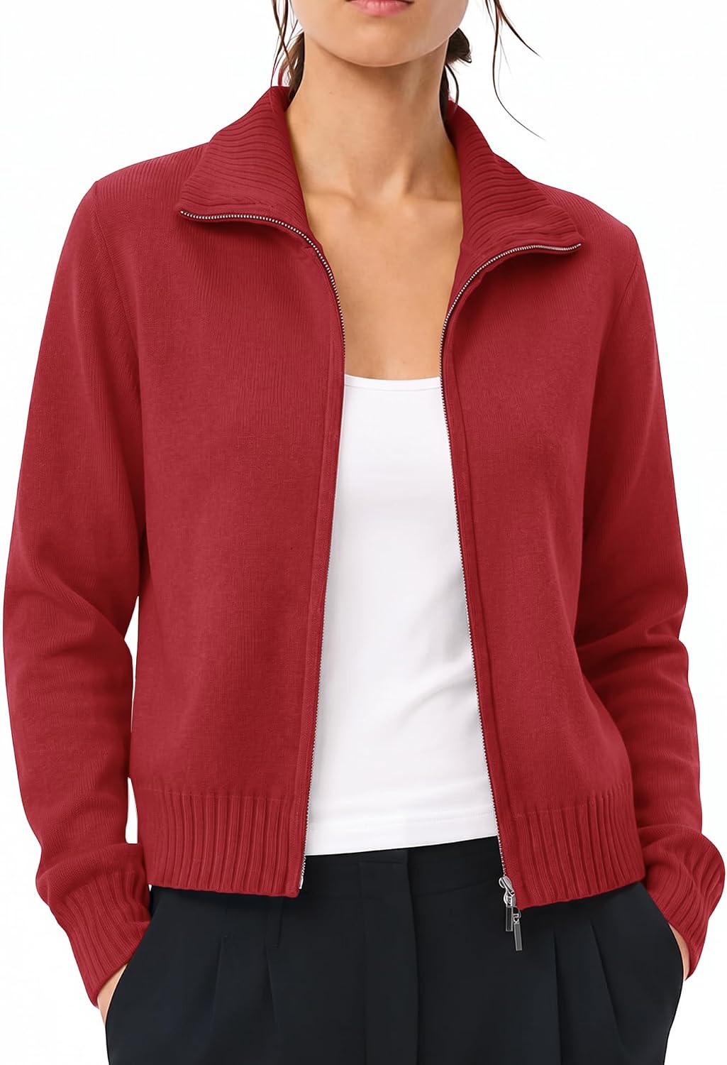 Detalle de LOMON Cropped Cardigan Sweater, Cotton Blend