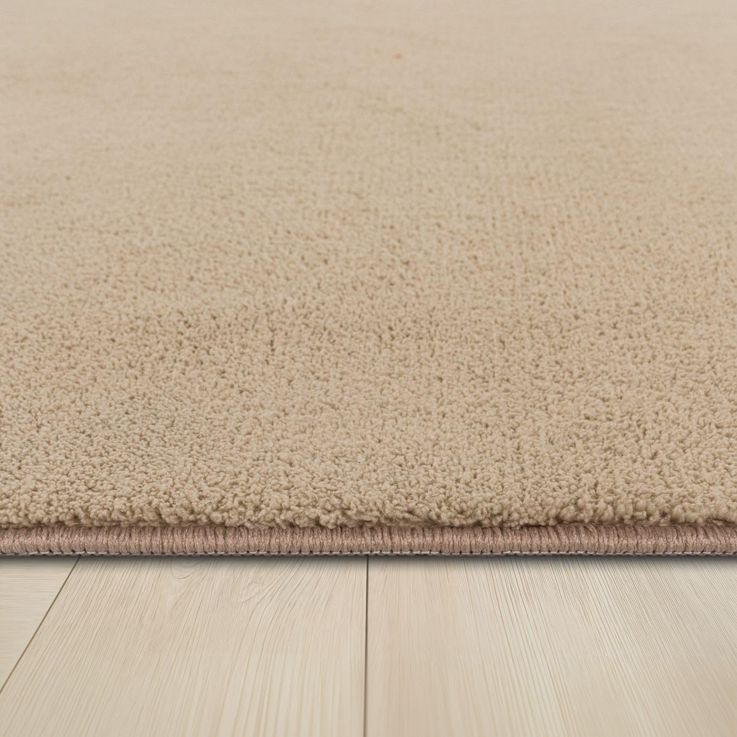 Detalle 2 de TT Home Wohnzimmer-Teppich Kurzflor mit Anti-Rutsch-Rückseite, Dunkelbeige, 200 cm rund