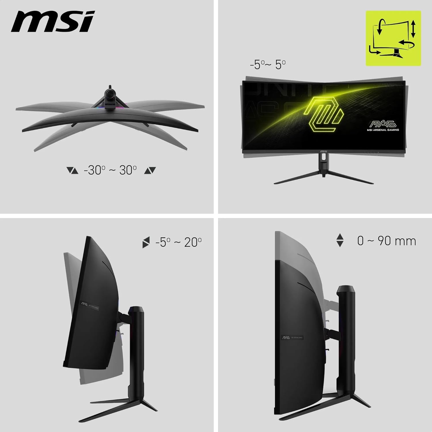 Thumbnail 3 de MSI MAG 342CQR E2 34-Inch UWQHD Curved Gaming Monitor