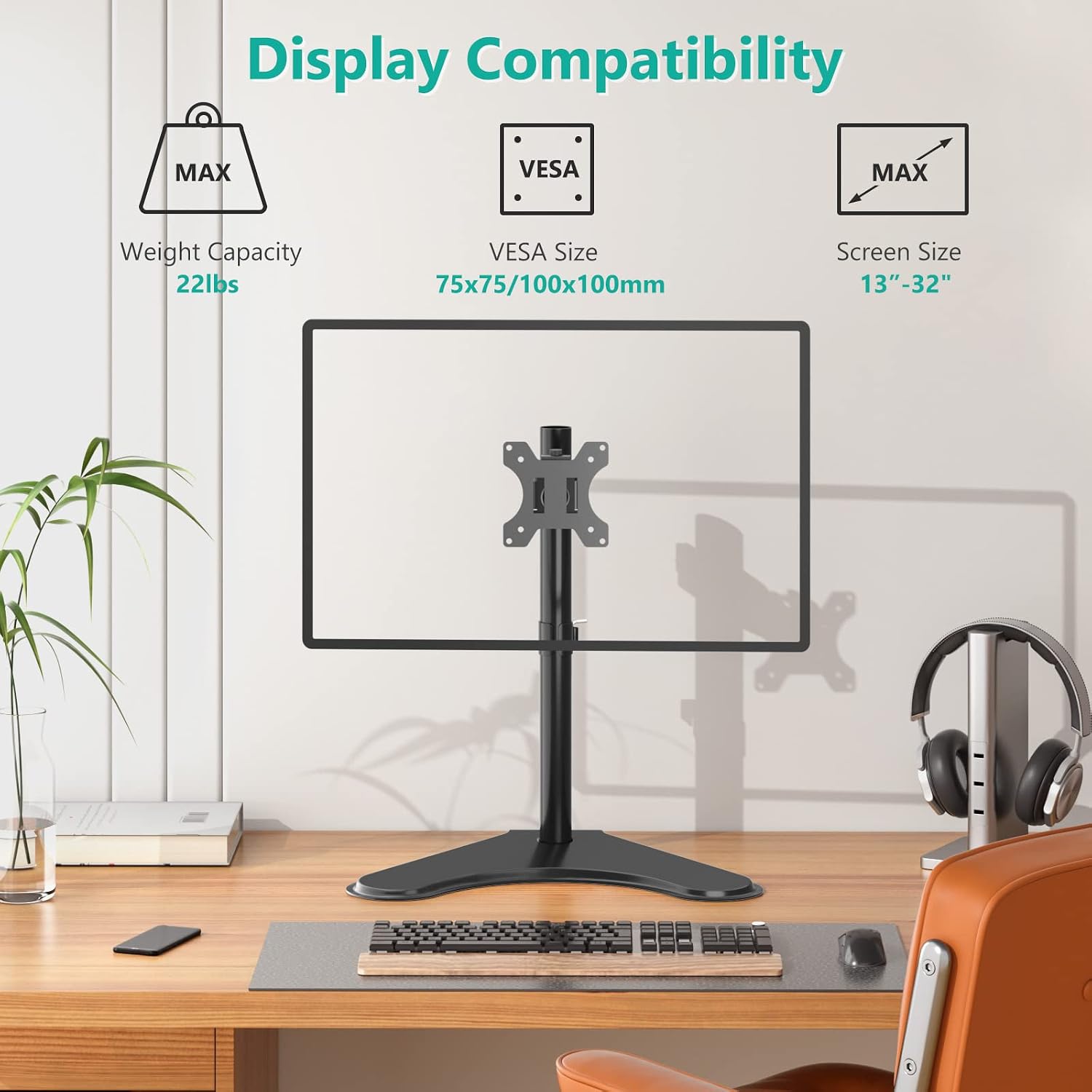 Detalle de WALI MF001 Single Monitor Stand 13–32 inch 🖥