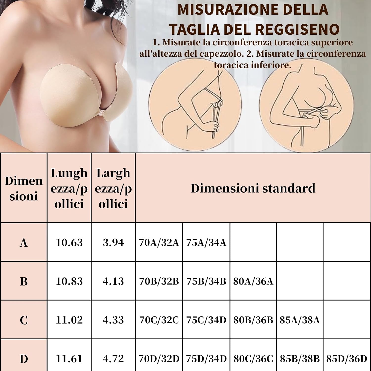 Detalle 2 de Dresmannst Reggiseno Push Up Senza Spalline con Copri Capezzoli Bioadesivi – Set 2 Colori (Nero e Beige) e 4 Copri Capezzoli