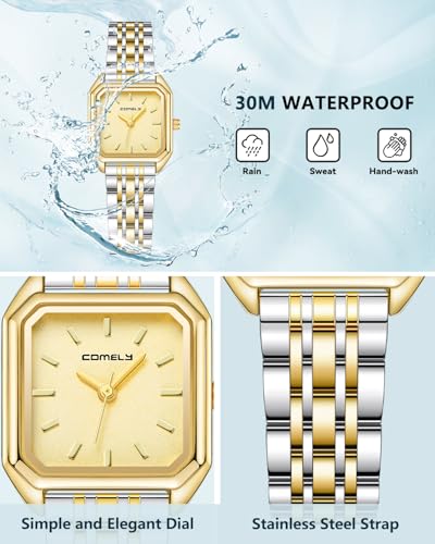 Thumbnail 5 de CIVO Reloj de pulsera dorado para mujer pequeño y minimalista (acero inoxidable, analógico, 3ATM)